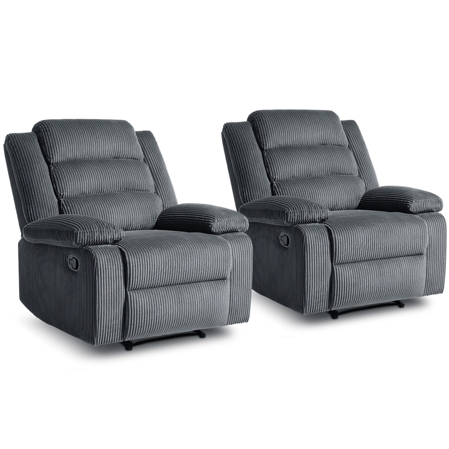 Fauteuil inclinable manuel classique en velours côtelé (lot de 2)