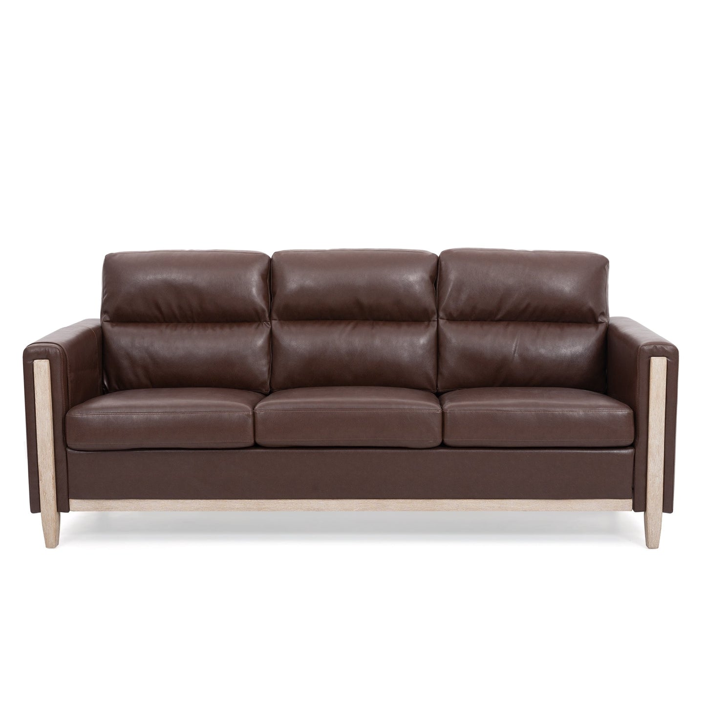 Canapé trois places confortable en bois massif rembourré - 31,30 x 79,53 x 35,43