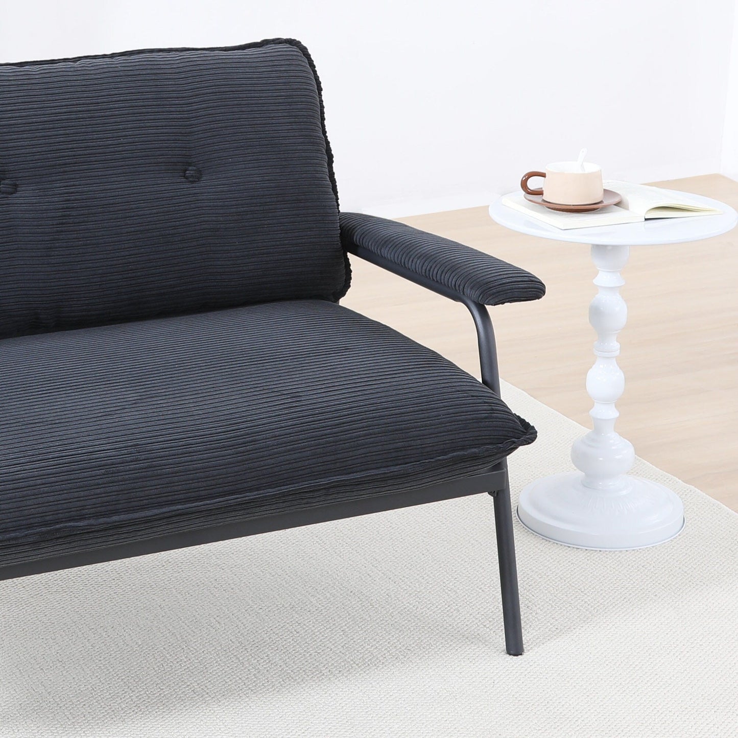 Canapé contemporain 2 places 53 pouces, design compact, cadre en métal, mélange de polyester pour appartements