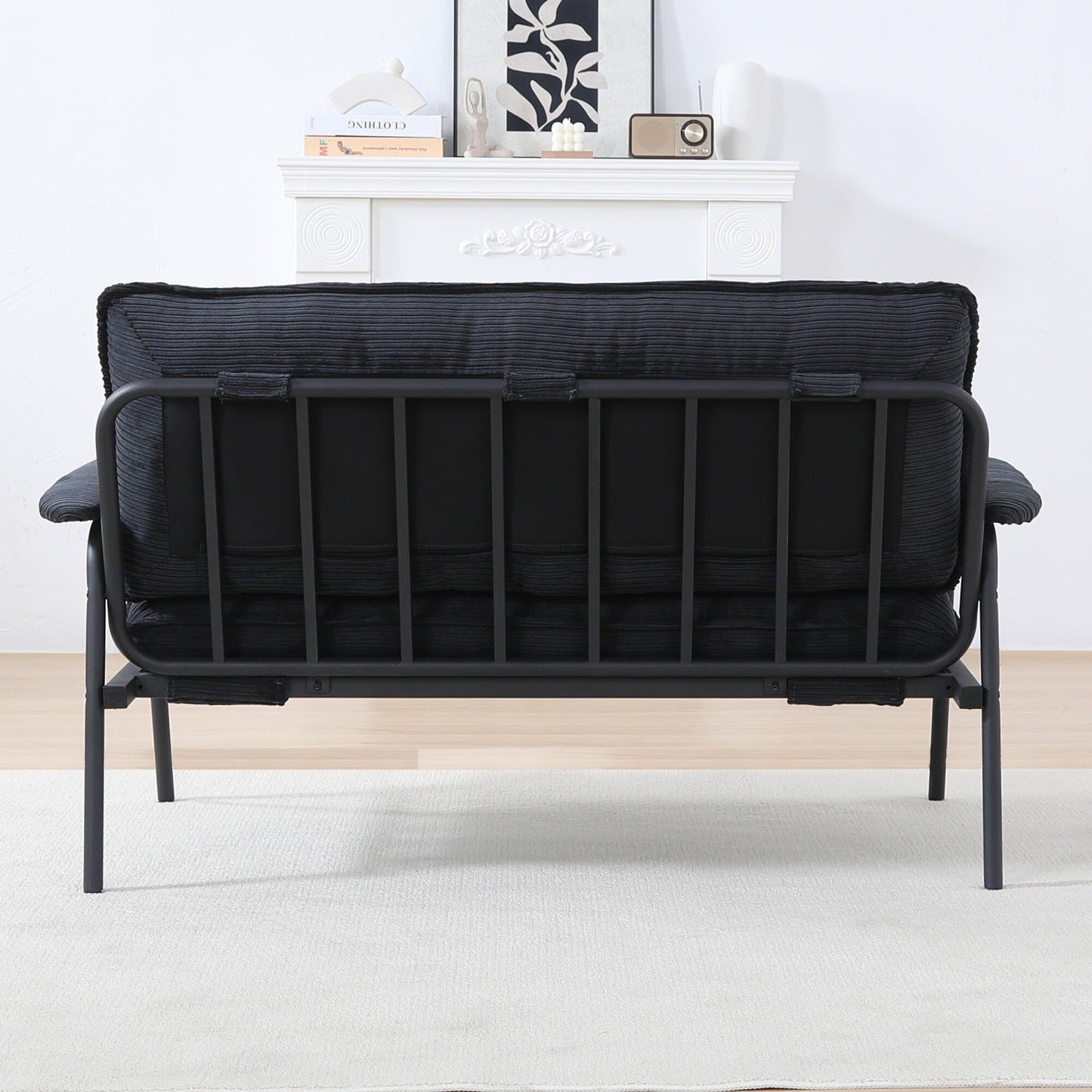 Canapé contemporain 2 places 53 pouces, design compact, cadre en métal, mélange de polyester pour appartements