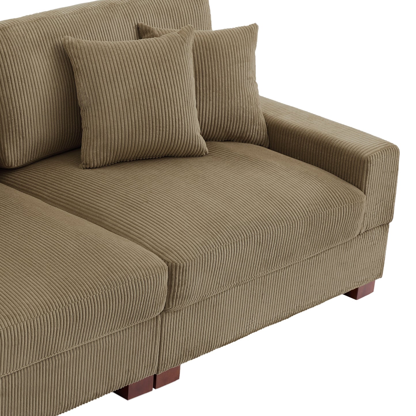 Canapé modulable sectionnel en velours côtelé avec oreillers