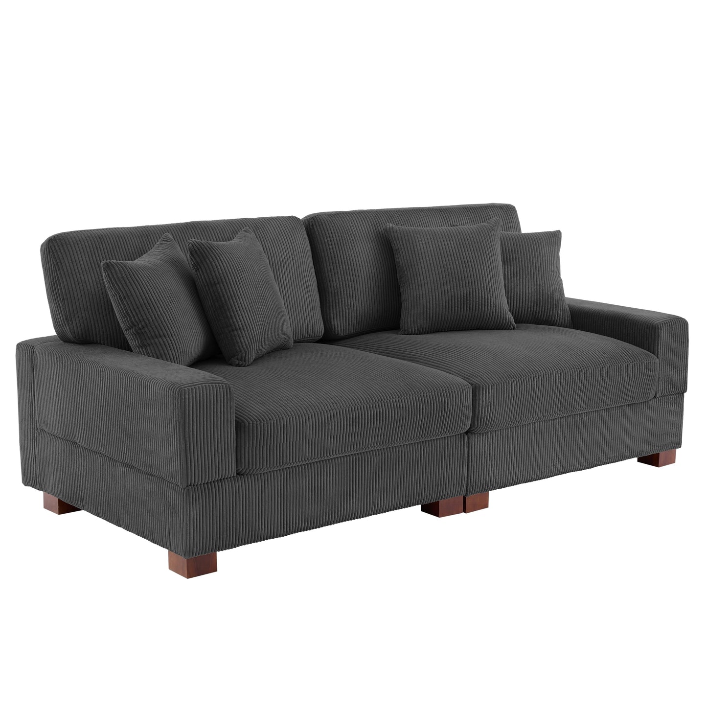 Canapé modulable sectionnel en velours côtelé avec oreillers