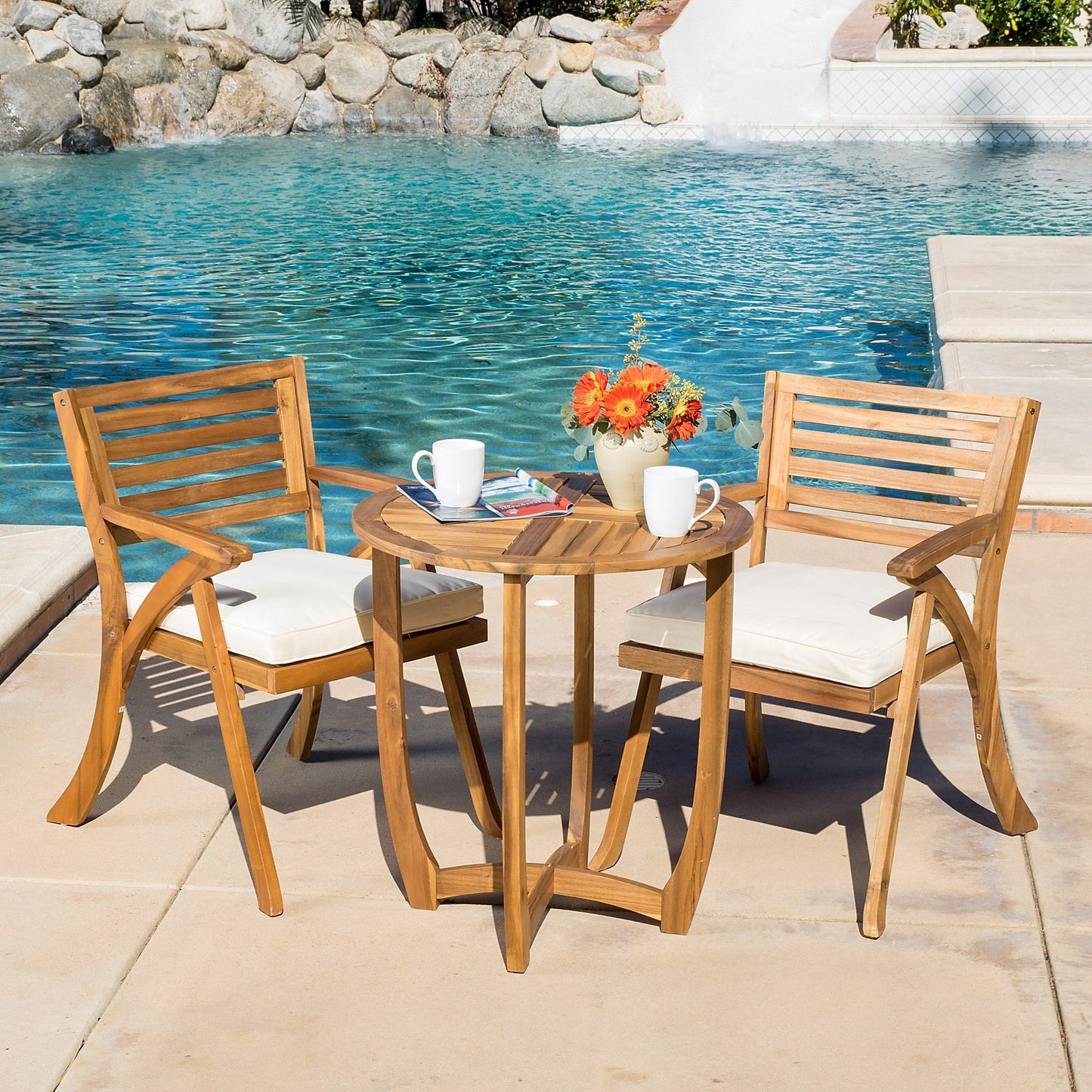 Ensemble bistrot d'extérieur Coronado 3 pièces en bois par Christopher Knight Home - N/A