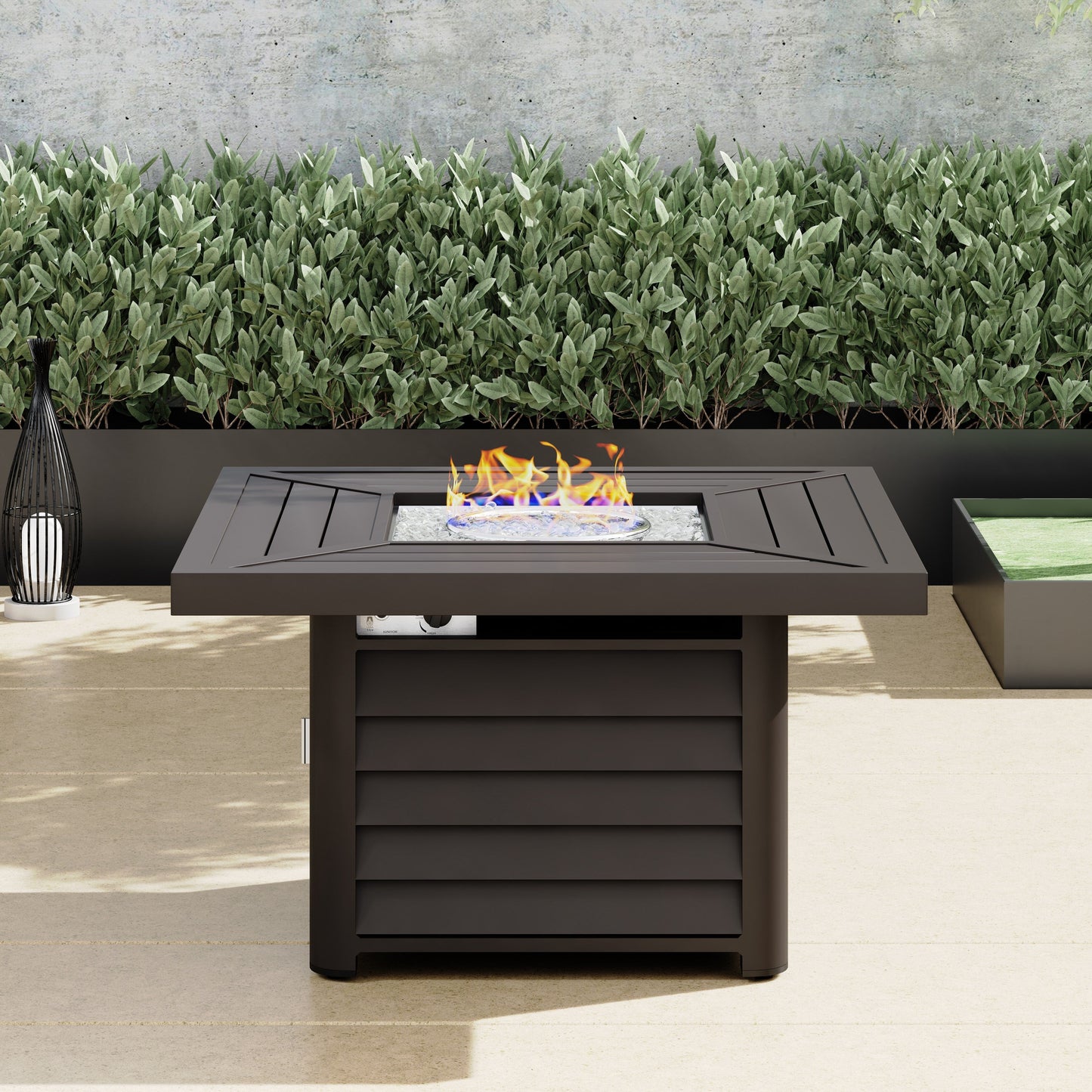 Ensemble de meubles de patio sectionnels en osier tressé Corvus Trey 13 pièces avec table à feu