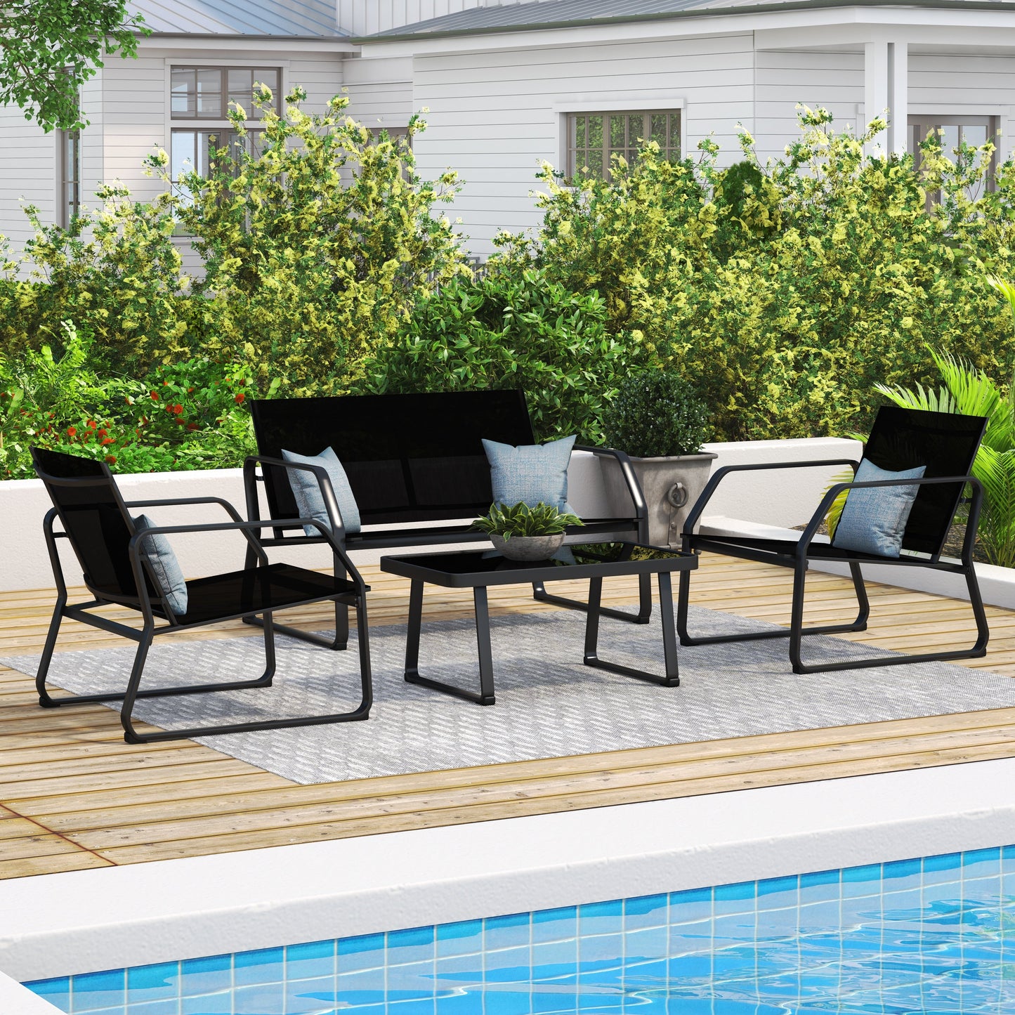 Ensemble de conversation en tissu pour l'extérieur Corvus Yorkdale, 4 pièces