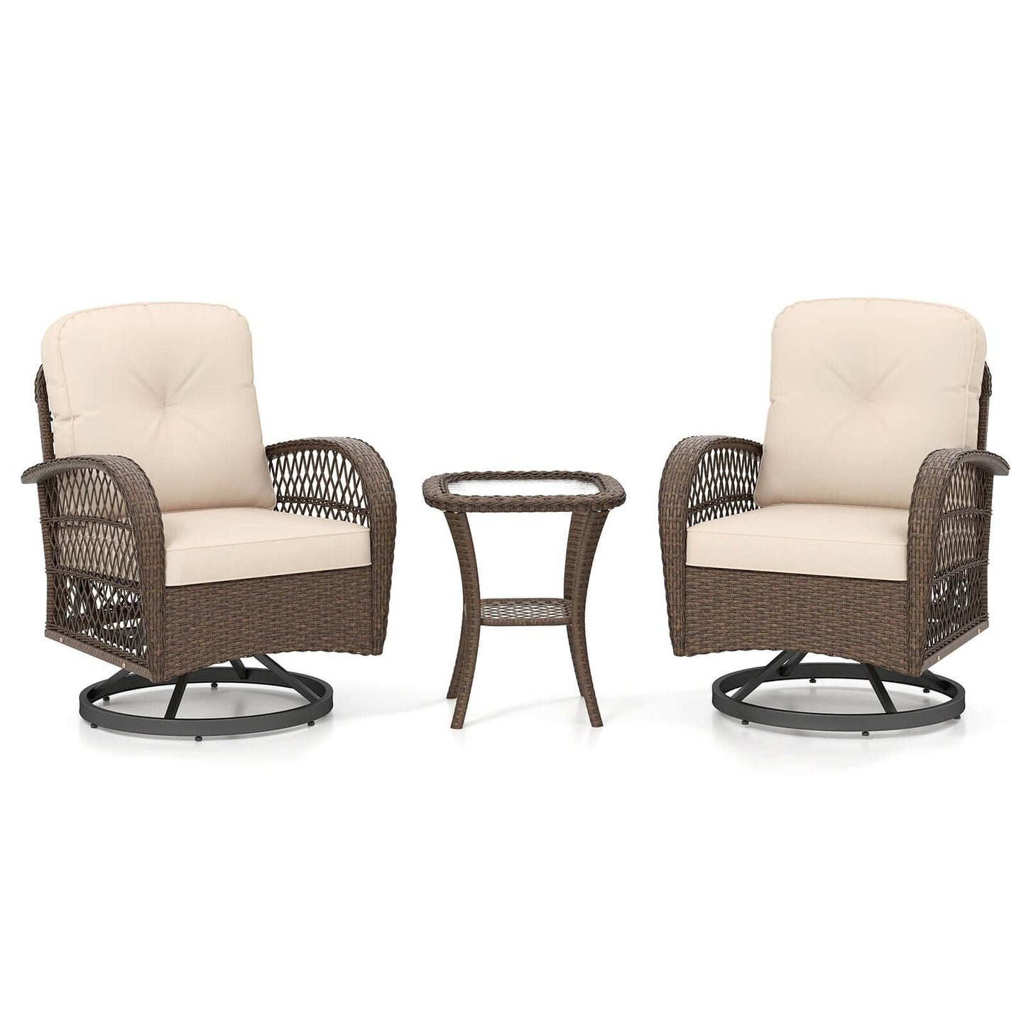 Ensemble de 3 chaises pivotantes et berçantes Costway pour patio - Voir les détails