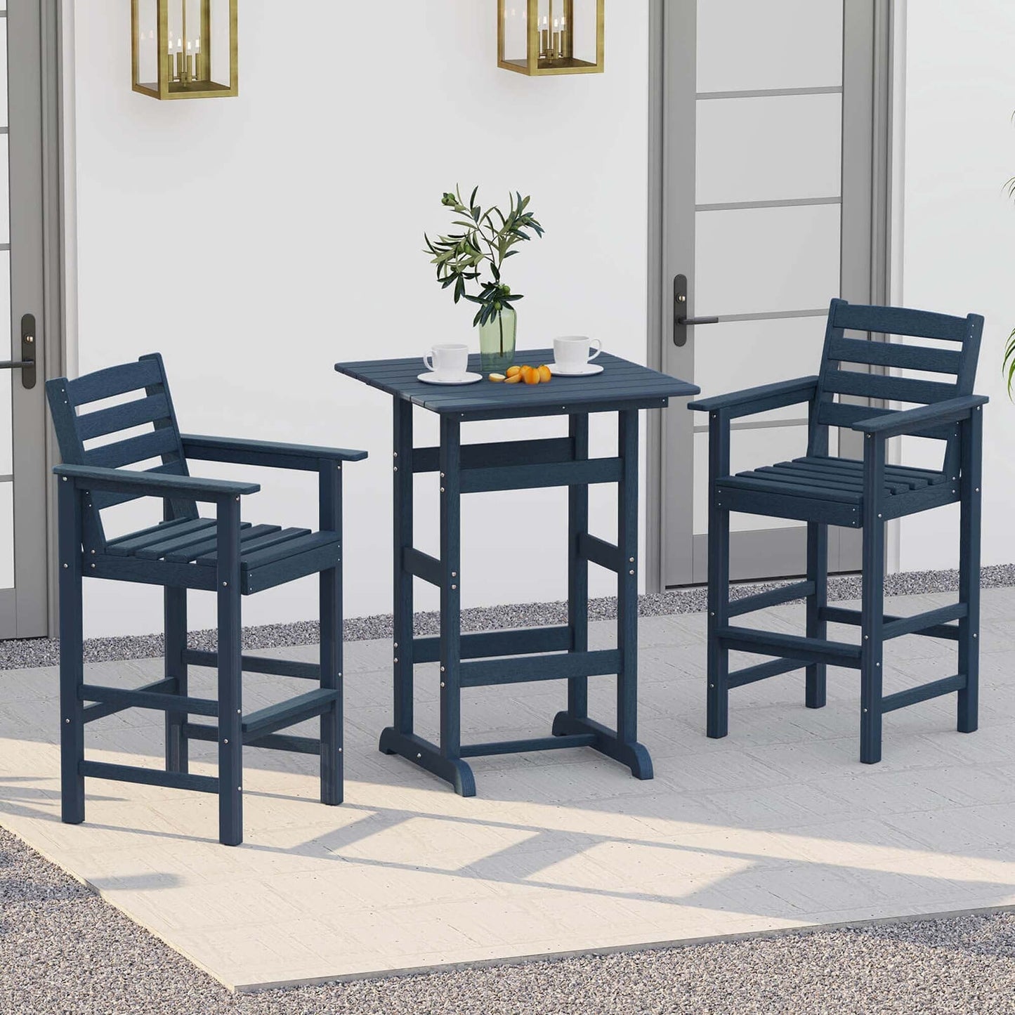 Ensemble de bar Costway 3 pièces en PEHD avec fauteuils et plateau haut carré - Voir les détails