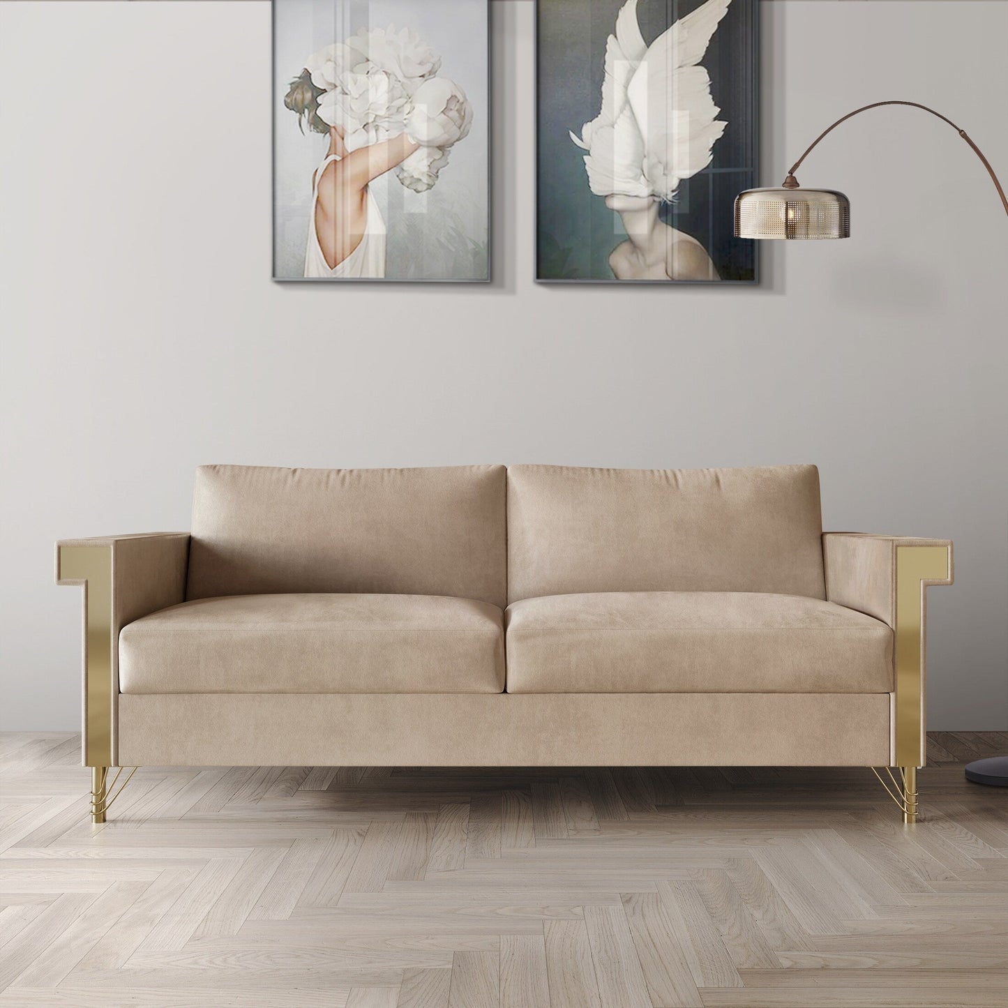 Canapé luxueux rembourré en velours CraftPorch
