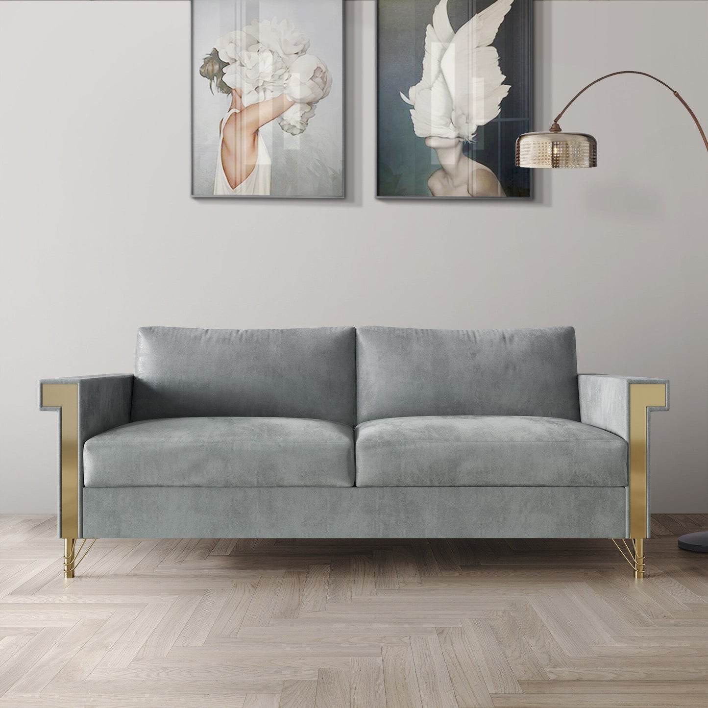 Canapé luxueux rembourré en velours CraftPorch