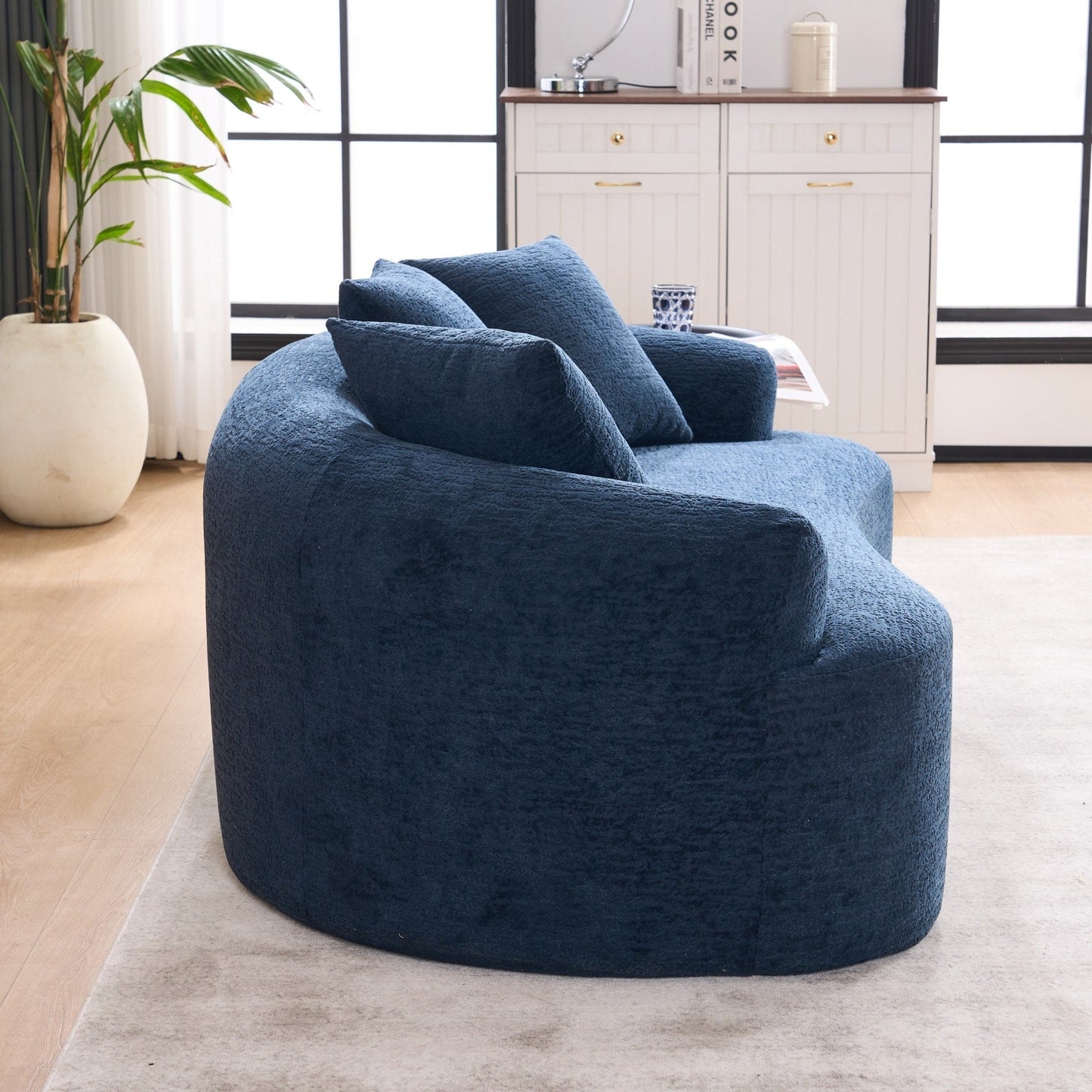 Canapé causeuse incurvé en éponge de compression 30D, tissu chenille, sans assemblage