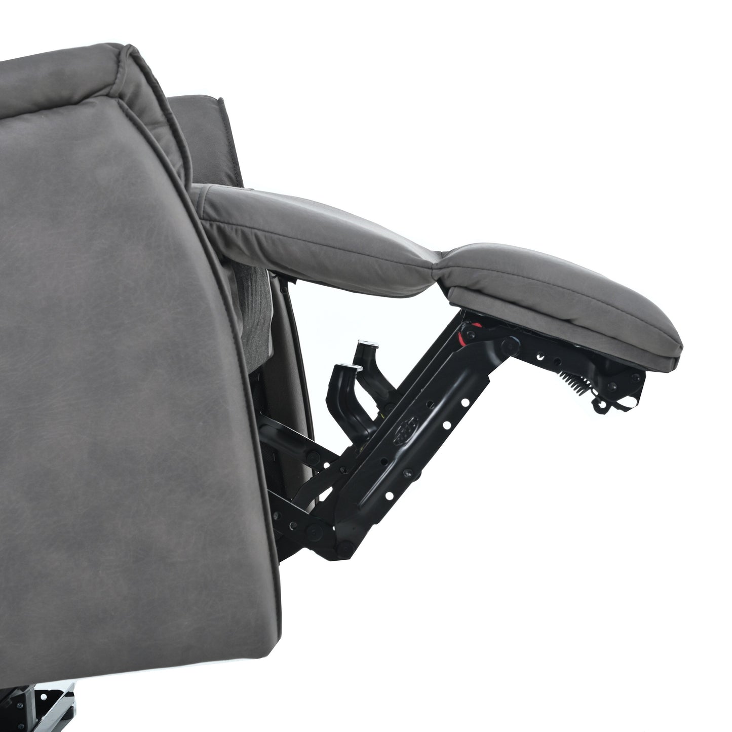 Fauteuil inclinable électrique en similicuir gris foncé avec ports USB et coussin épais pour le salon