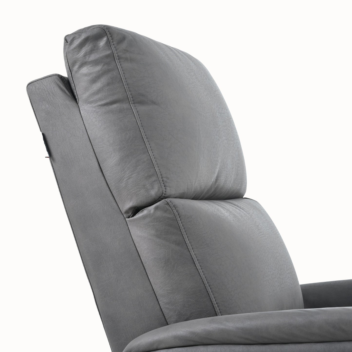 Fauteuil inclinable électrique en similicuir gris foncé avec ports USB et coussin épais pour le salon