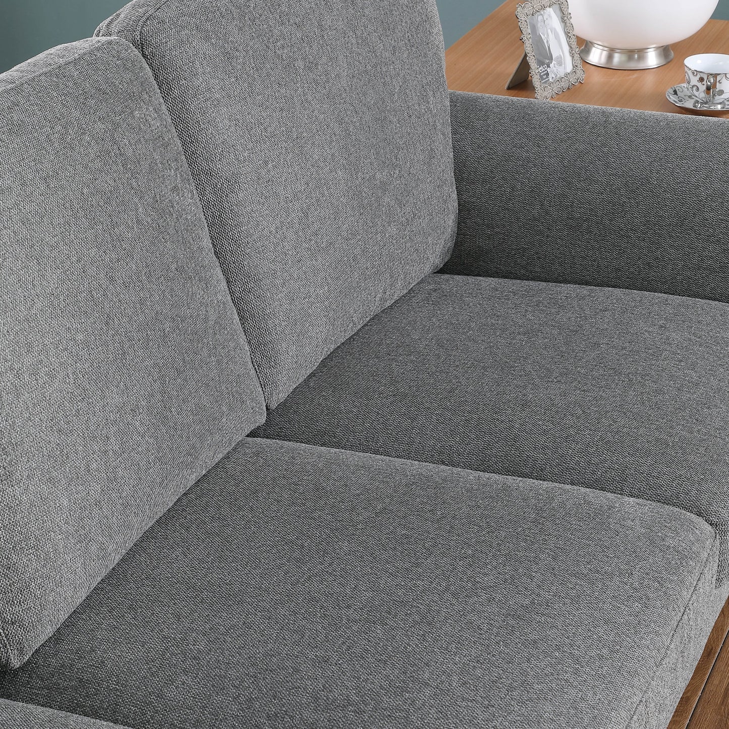 Canapé 3 places en chenille douce gris foncé avec structure en bois massif - 34,40 x 84,60 x 33,85