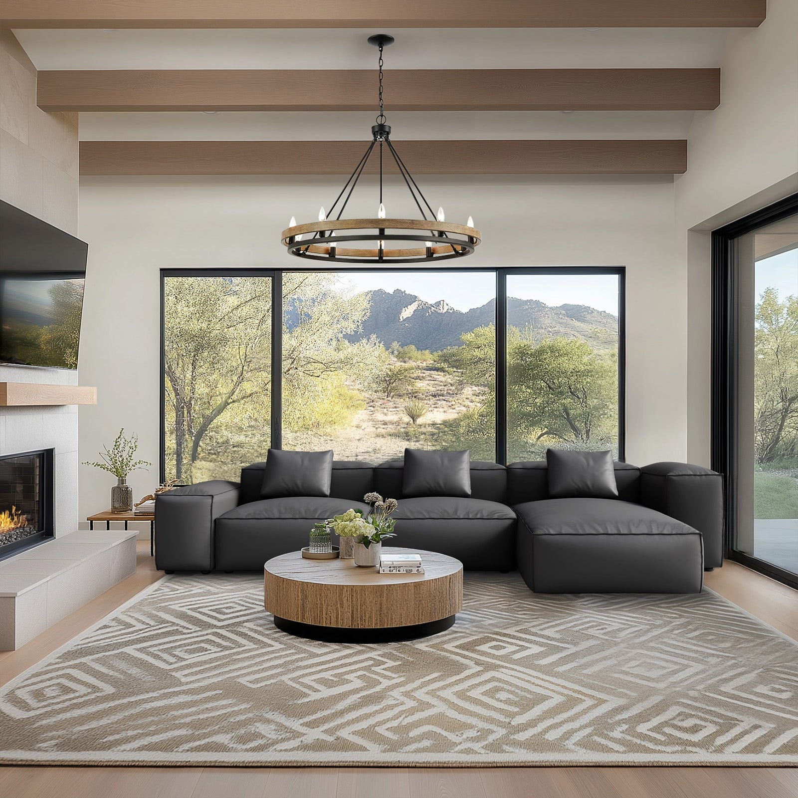 Cube Modular Brown Genuine Leather Sectional
