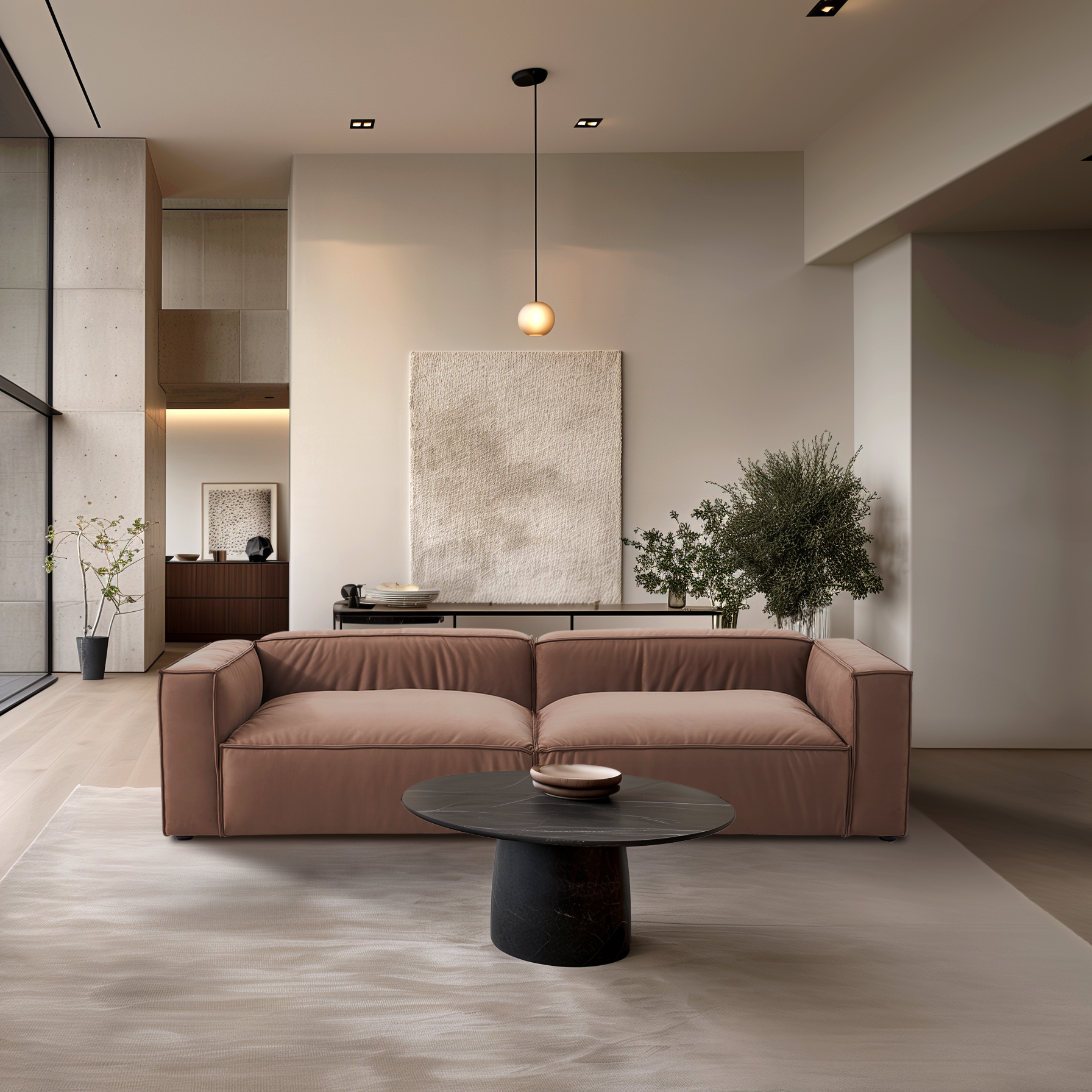 Canapé-lit de luxe minimaliste en tissu marron