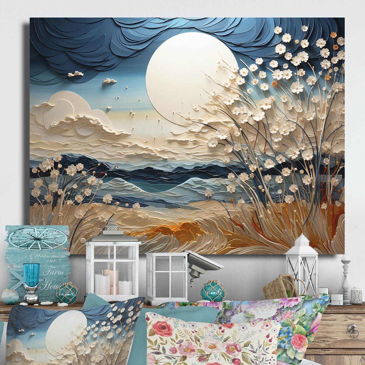 Collages de prairies et de nuages Designart VI, art mural moderne en métal