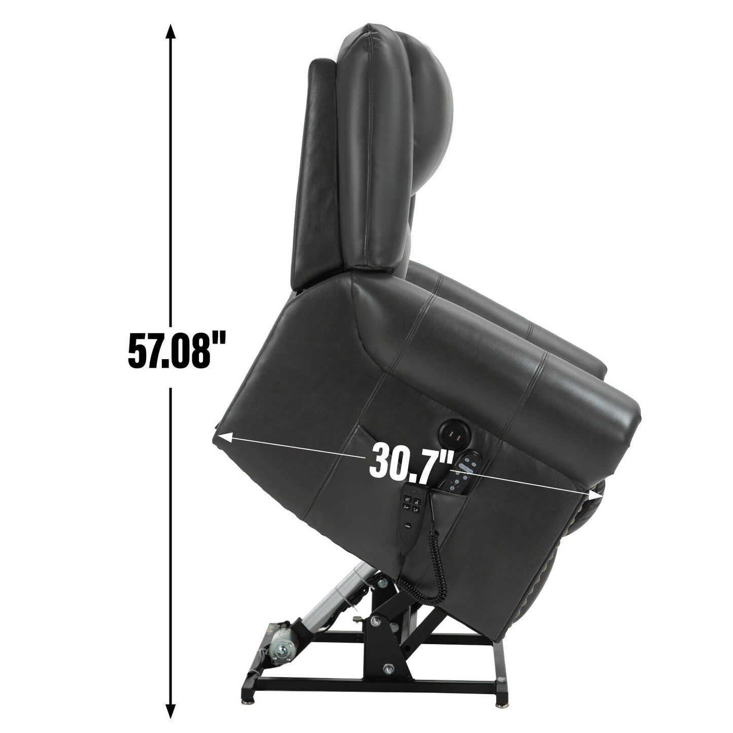 Fauteuil inclinable à double moteur, position infinie, massage thermique, mécanisme de mouvement robuste avec ports USB et poches latérales