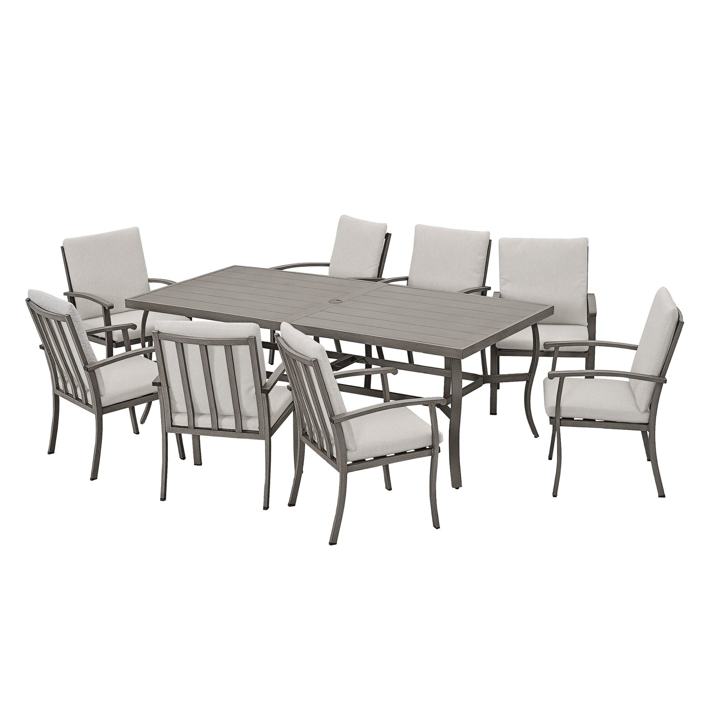 Ensemble de salle à manger de patio en aluminium 9 pièces EGEIROS LIFE AluLux avec coussins lavables