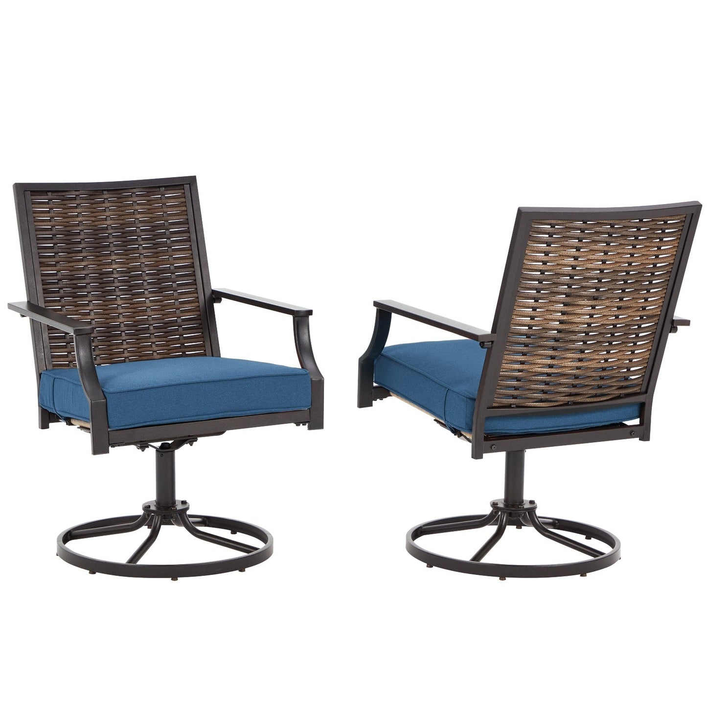 Lot de 2 chaises pivotantes EROMMY pour salle à manger, en osier et aluminium, avec cadre en aluminium résistant aux intempéries.
