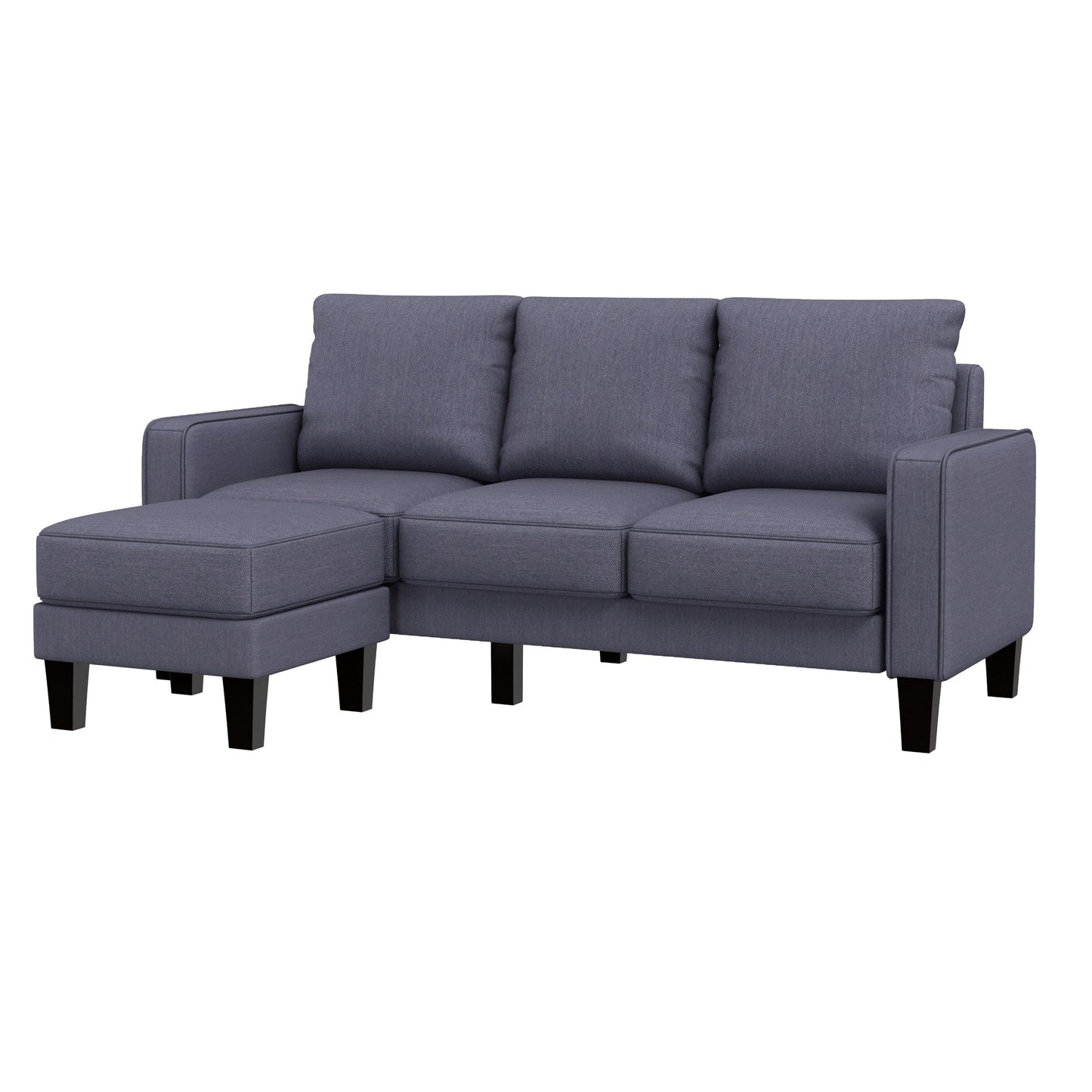 Canapé 3 places rembourré avec pouf, housse de coussin amovible et petit espace de rangement