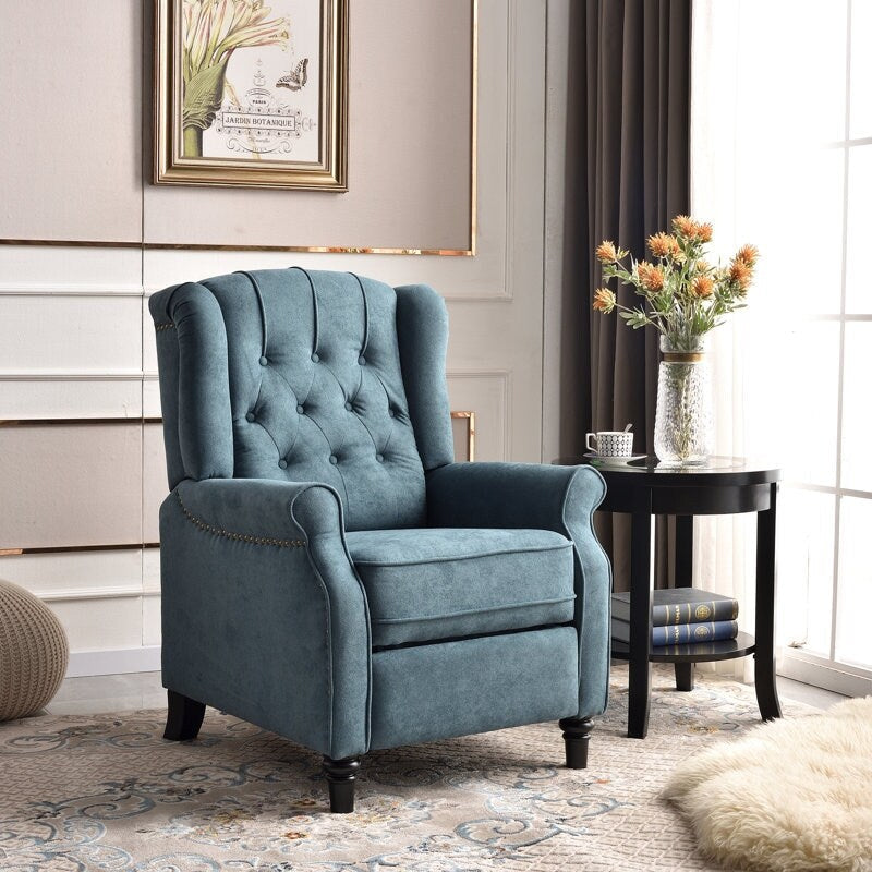 Fauteuil inclinable avec dossier capitonné et pieds en bois
