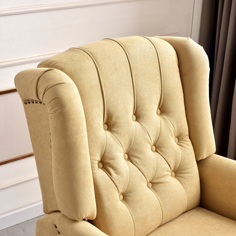 Fauteuil inclinable avec dossier capitonné et pieds en bois