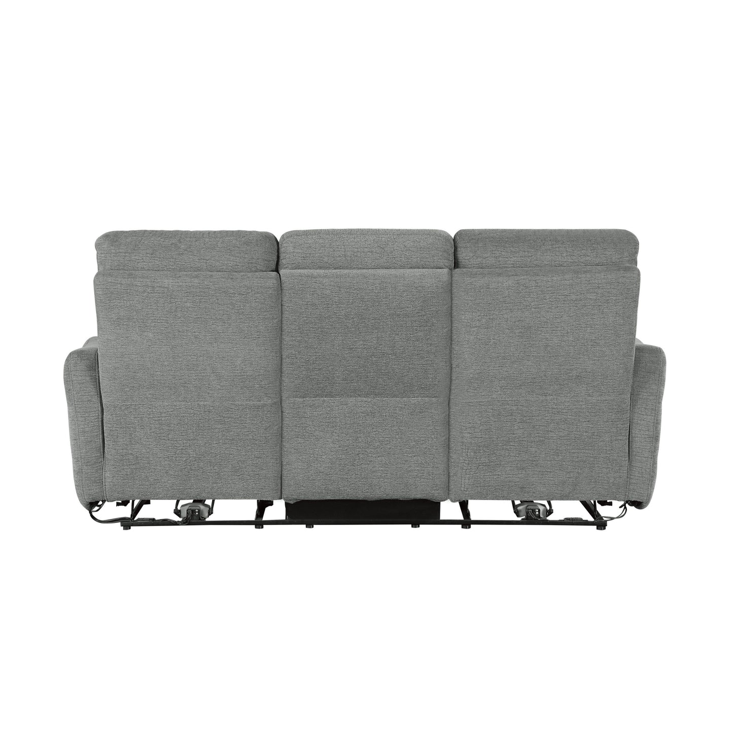 Canapé double inclinable électrique Eddie avec port USB, à plat, tissu chenille gris tourterelle