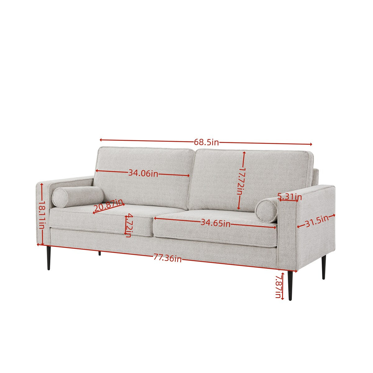 Canapé Chesterfield capitonné moderne du milieu du siècle avec surface en tissu high-tech pour le salon
