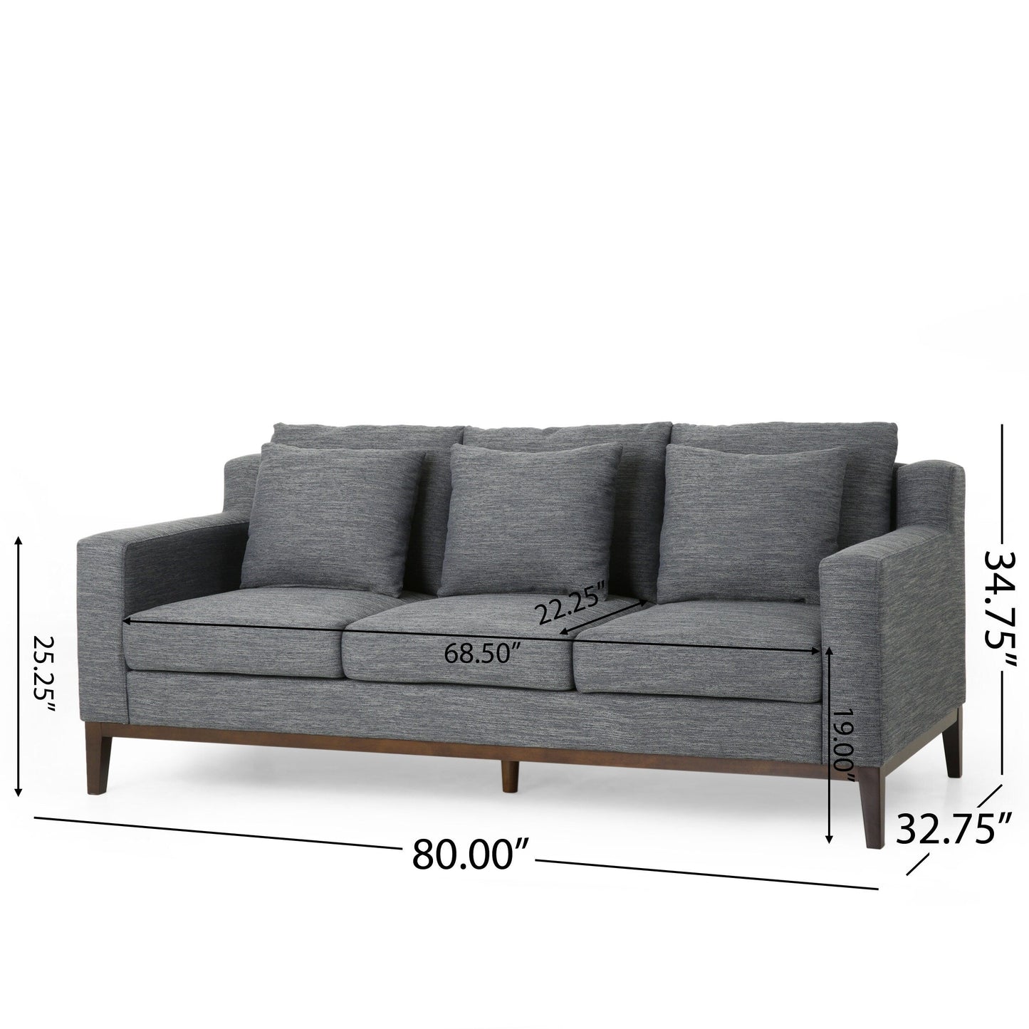 Canapé 3 places contemporain en tissu Elliston avec coussins décoratifs par Christopher Knight Home
