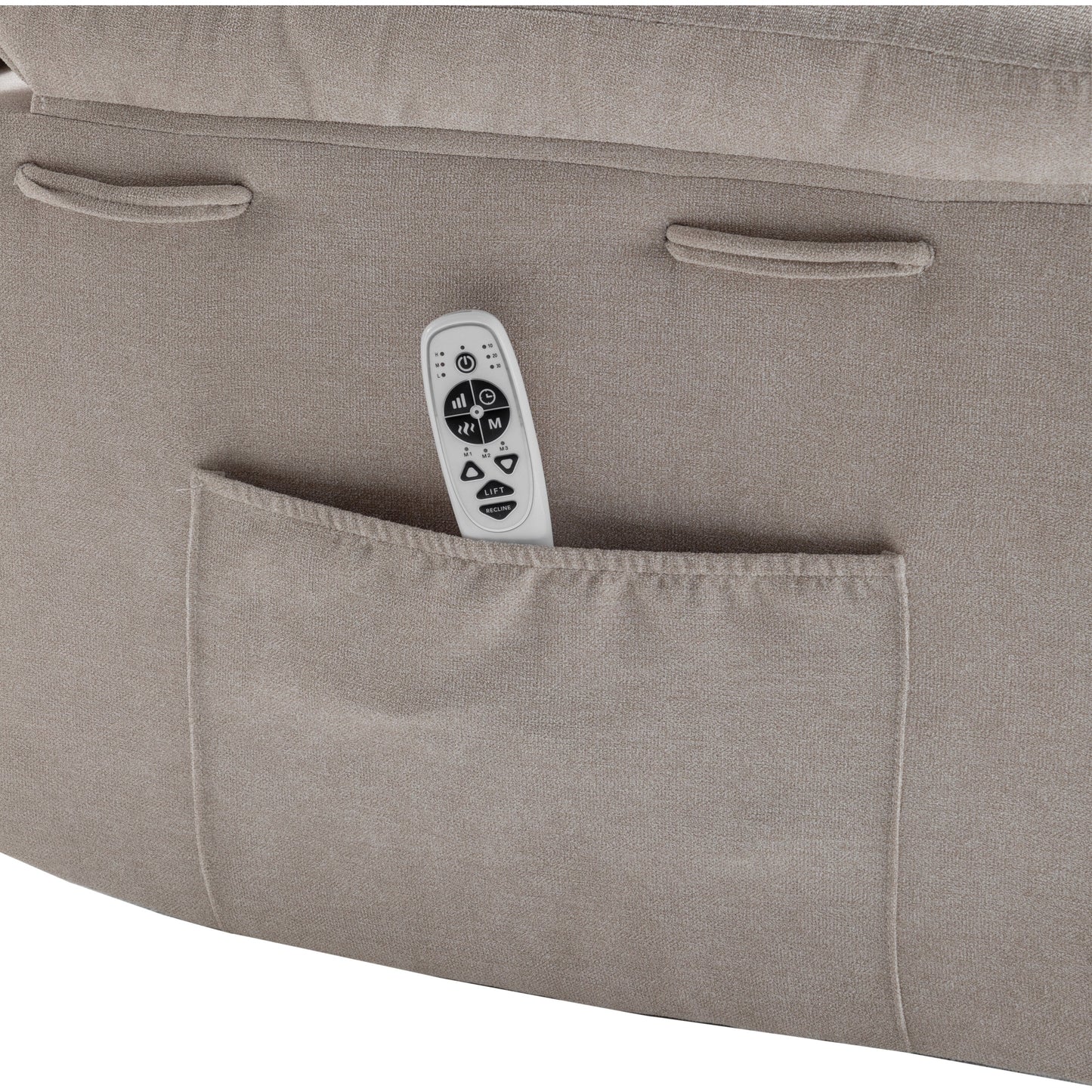 Fauteuil inclinable électrique ergonomique en velours avec massage par vibration à 8 points, chauffage et poche latérale