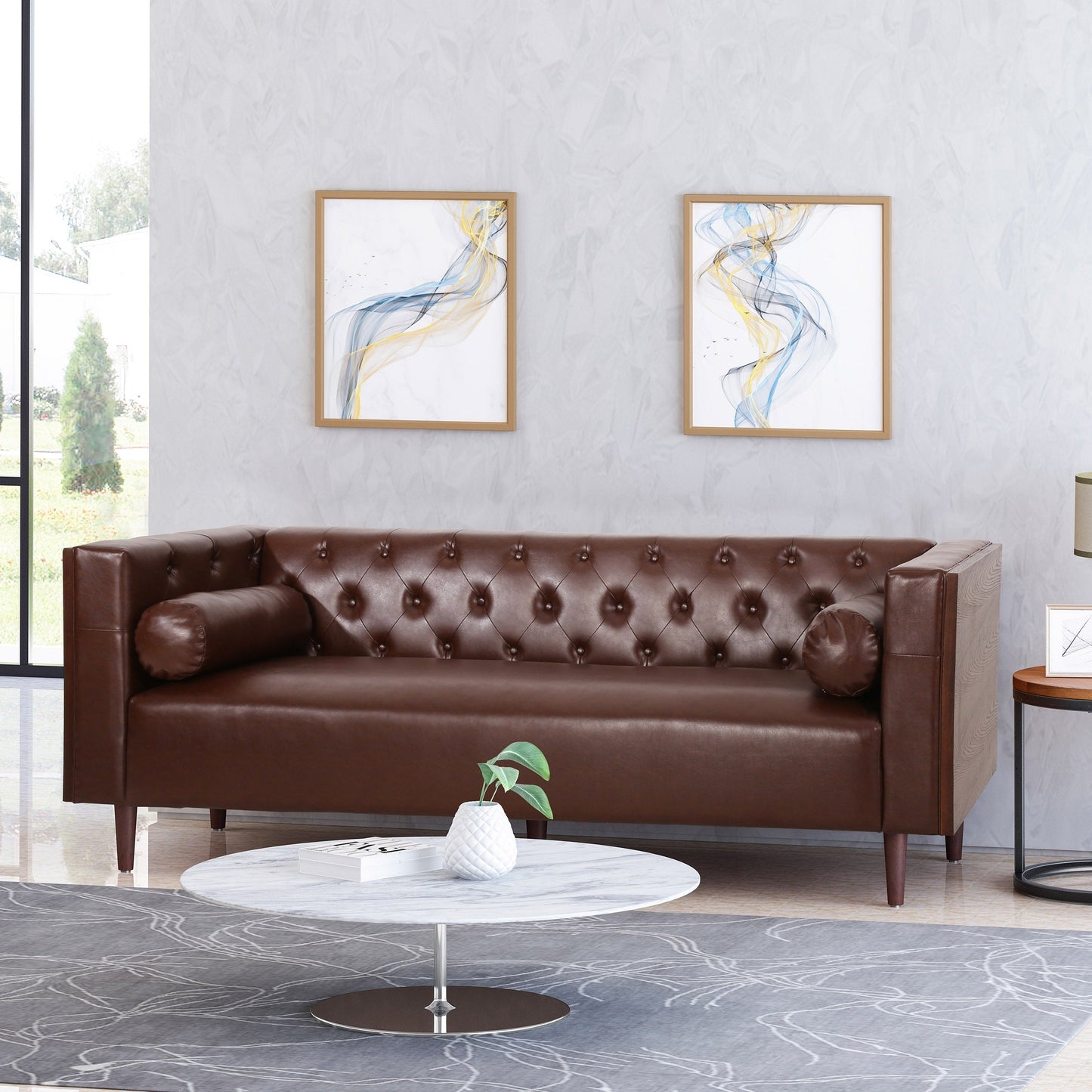 Canapé capitonné moderne Faraway avec coussins décoratifs par Christopher Knight Home