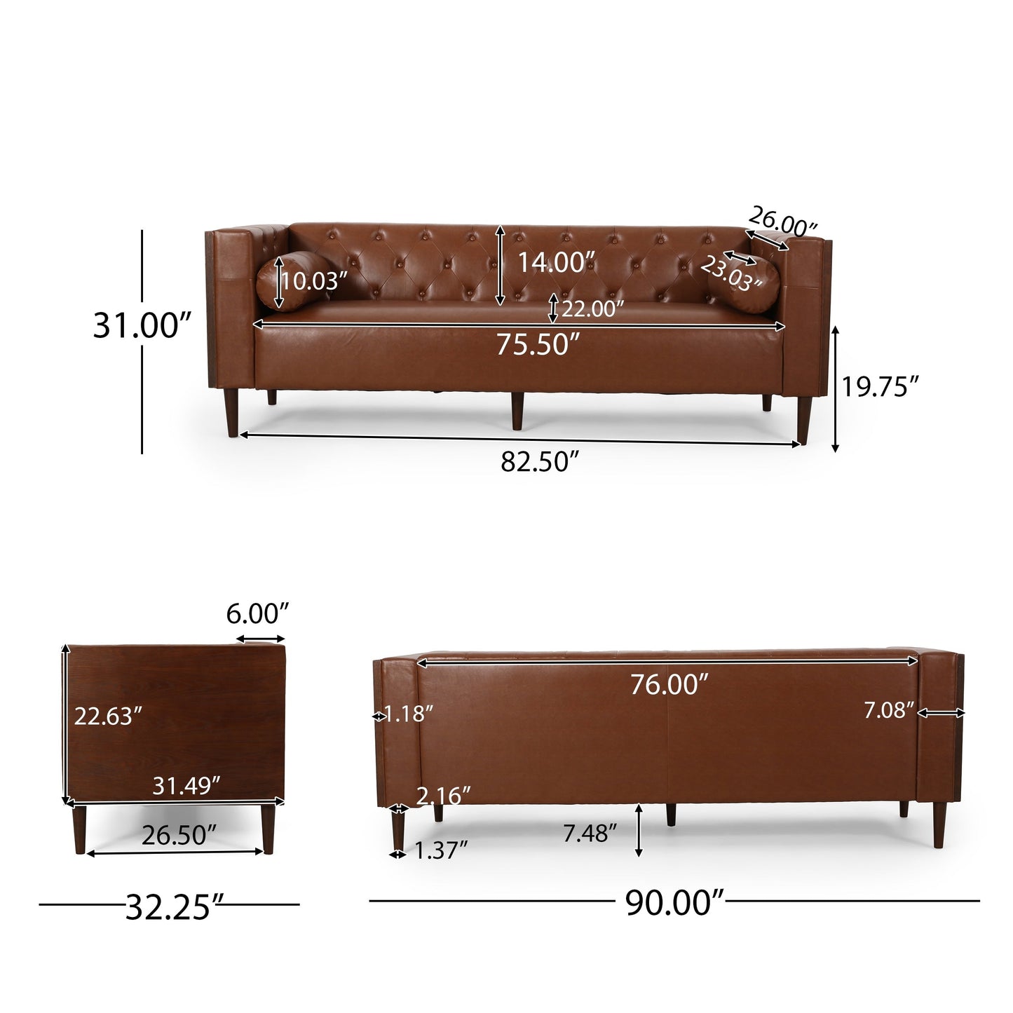 Canapé capitonné moderne Faraway avec coussins décoratifs par Christopher Knight Home
