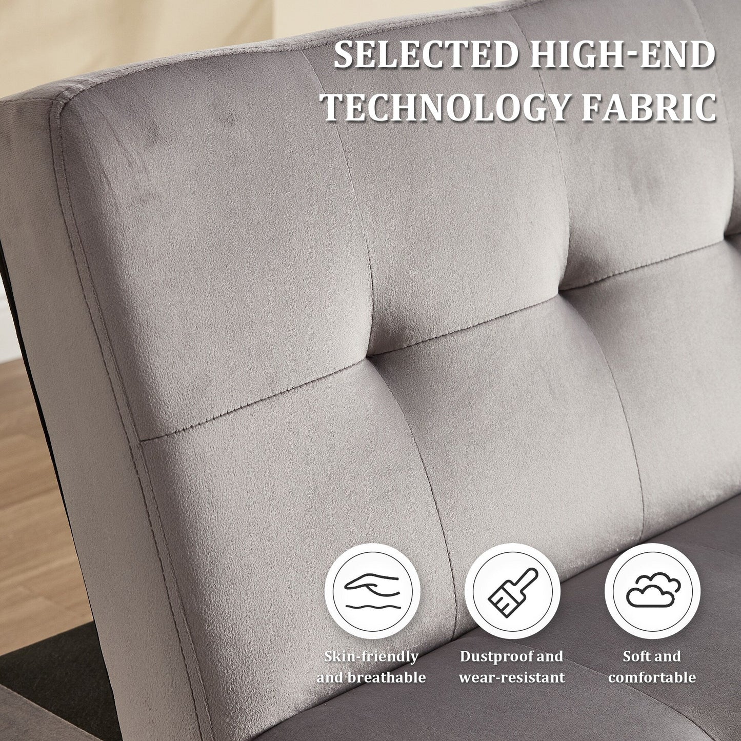 Canapé-lit pliable et tendance, dossier en flanelle haut de gamme, canapé inclinable et futon réglable, canapé moderne et tendance avec port de chargement