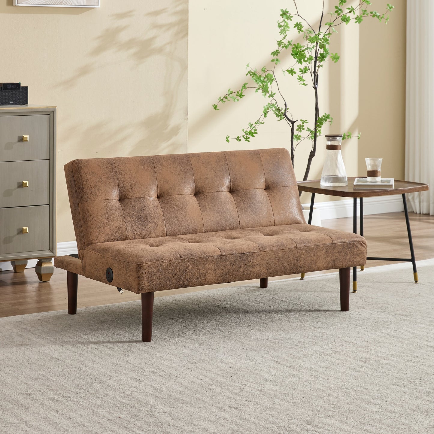 Canapé-lit pliable et tendance, dossier en flanelle haut de gamme, canapé inclinable et futon réglable, canapé moderne et tendance avec port de chargement
