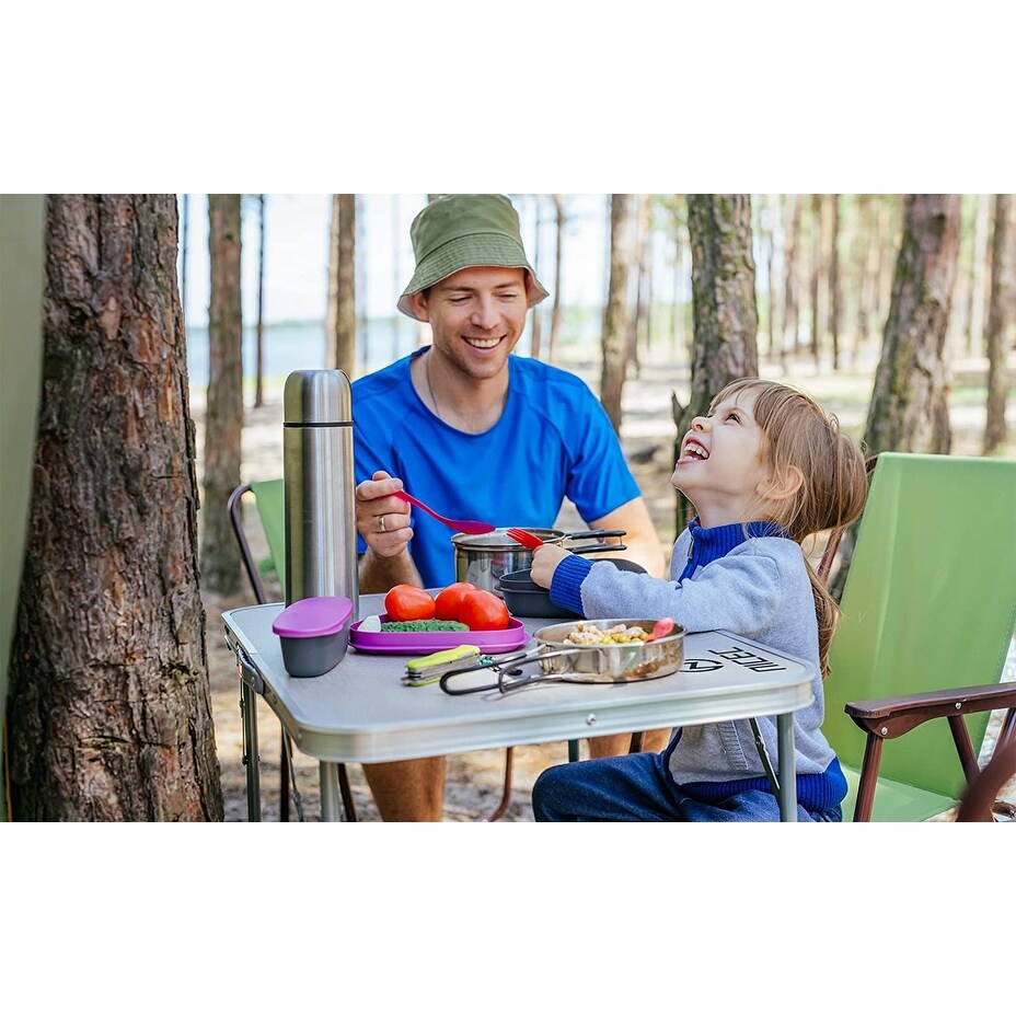 Table pliante à hauteur réglable, table de camping portable en aluminium léger, avec poignée de transport pour l'extérieur et la plage
