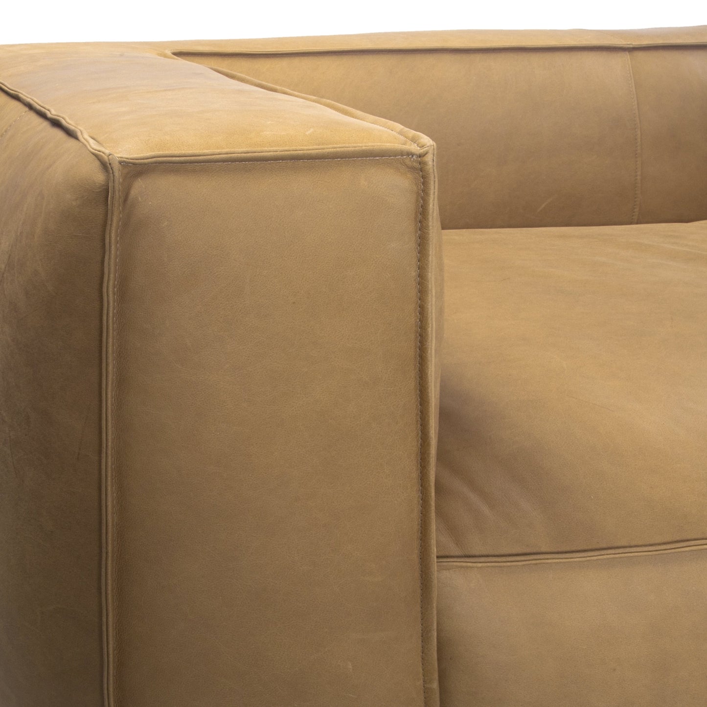 Canapé de salon UR en cuir aniline, canapé moderne en cuir véritable pour salon - 100 l x 43 P x 26,25 H