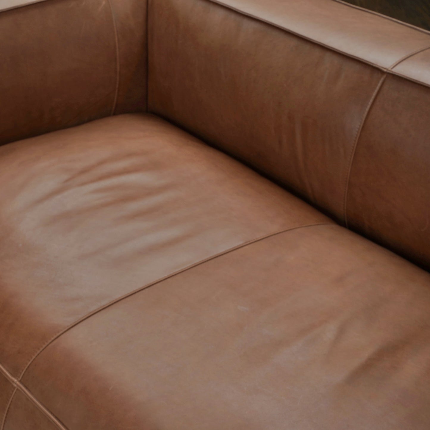 Canapé de salon UR en cuir aniline, canapé moderne en cuir véritable pour salon - 100 l x 43 P x 26,25 H