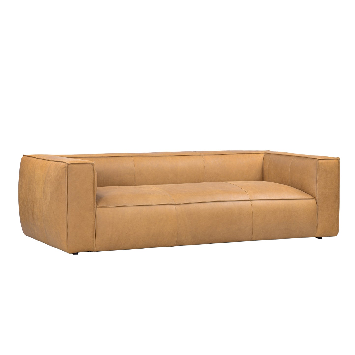 Canapé de salon UR en cuir aniline, canapé moderne en cuir véritable pour salon - 100 l x 43 P x 26,25 H