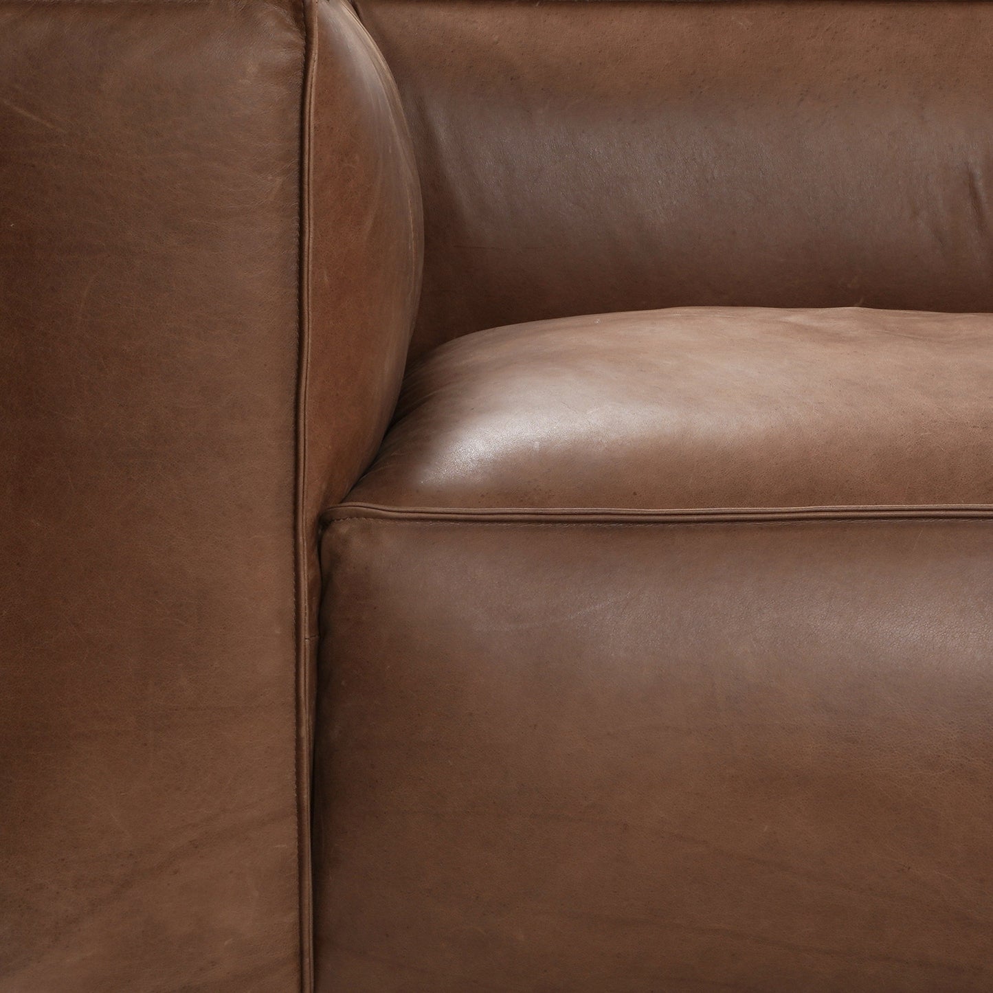 Canapé de salon UR en cuir aniline, canapé moderne en cuir véritable pour salon - 100 l x 43 P x 26,25 H