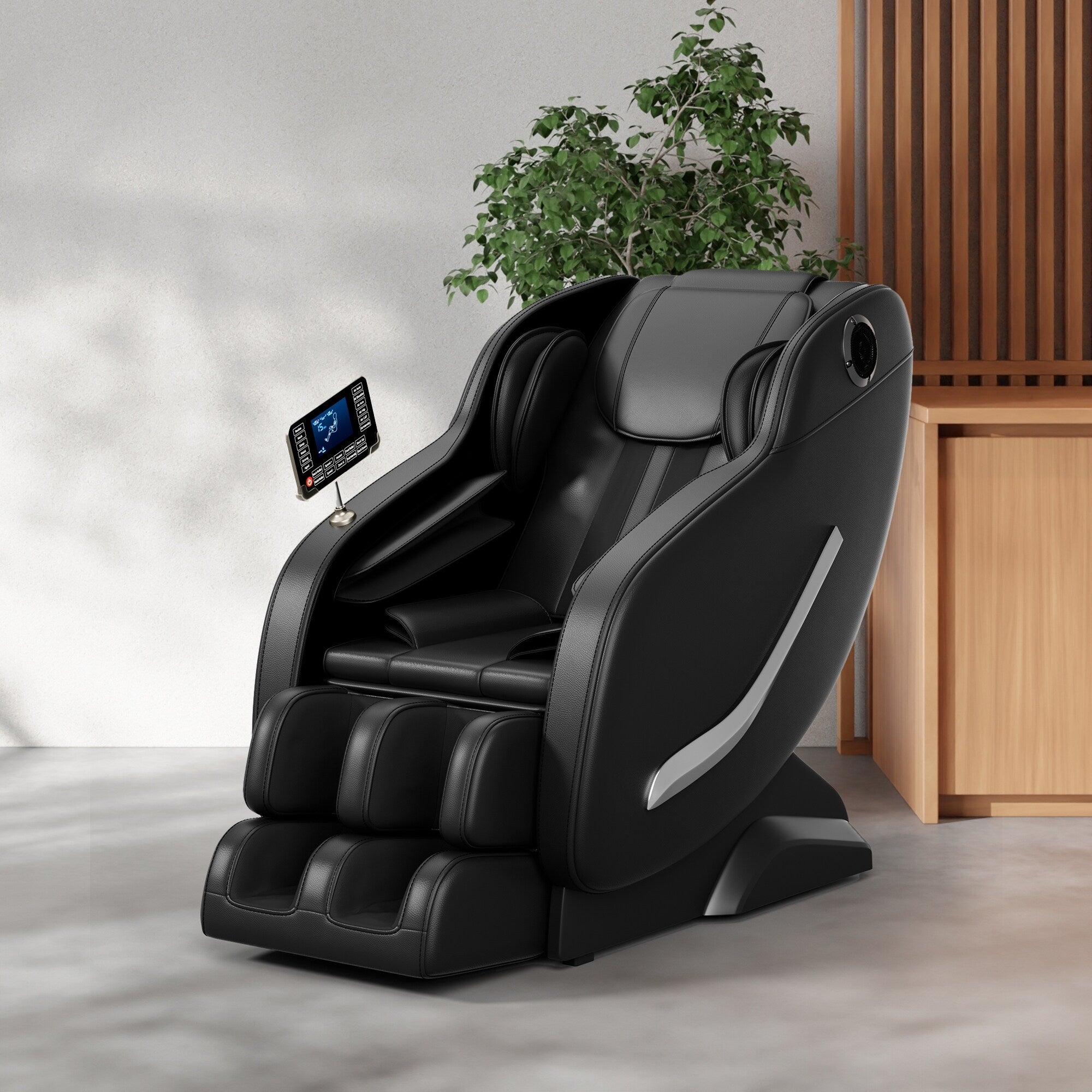 Fauteuil de massage complet, fauteuil inclinable à gravité zéro avec airbags, thermothérapie et haut-parleurs Hi-Fi, commande par écran tactile LCD