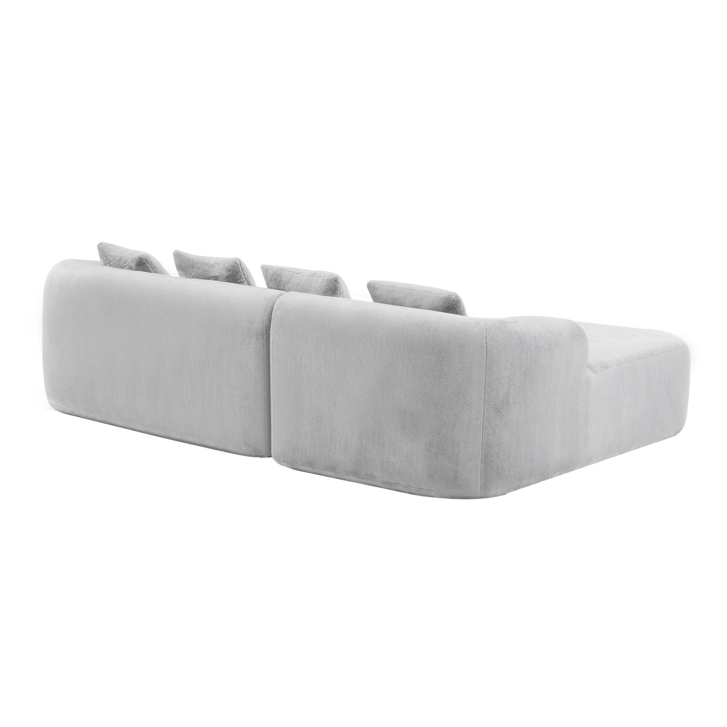 Canapé sectionnel en L à compression complète avec méridienne incurvée, canapé modulaire en chenille, canapé à compression