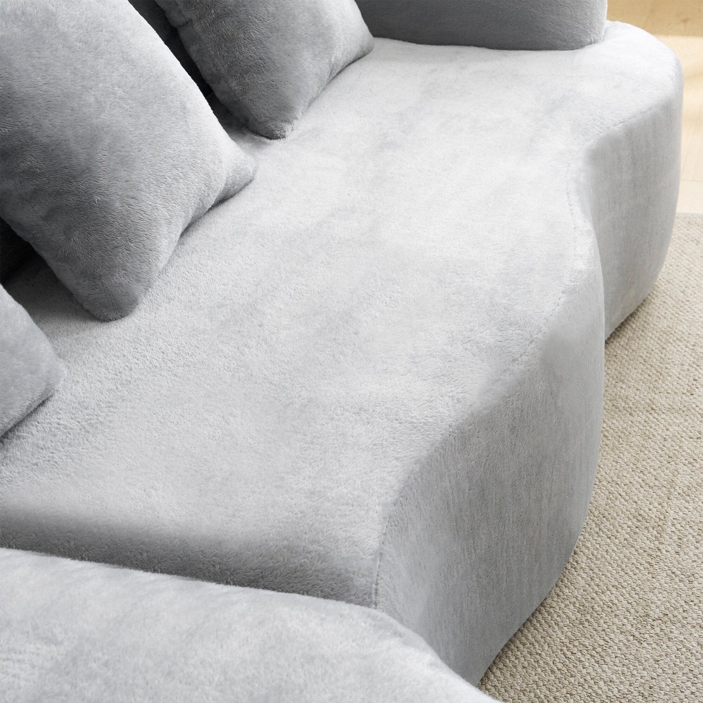 Canapé sectionnel en L à compression complète avec méridienne incurvée, canapé modulaire en chenille, canapé à compression