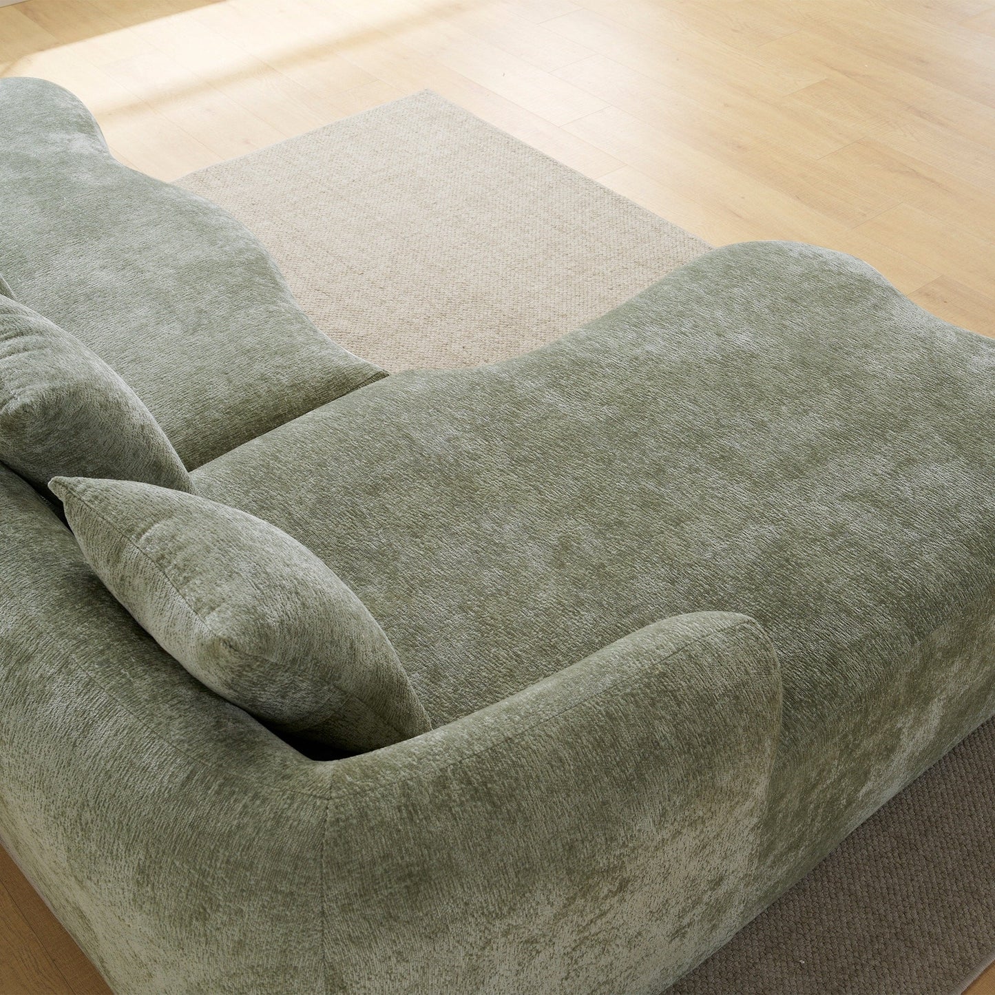 Canapé sectionnel en L à compression complète avec méridienne incurvée, canapé modulaire en chenille, canapé à compression