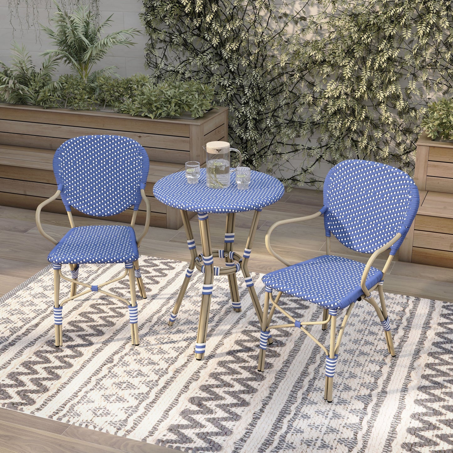 Ensemble bistrot d'extérieur en aluminium 3 pièces Courtnie French Country par Furniture of America