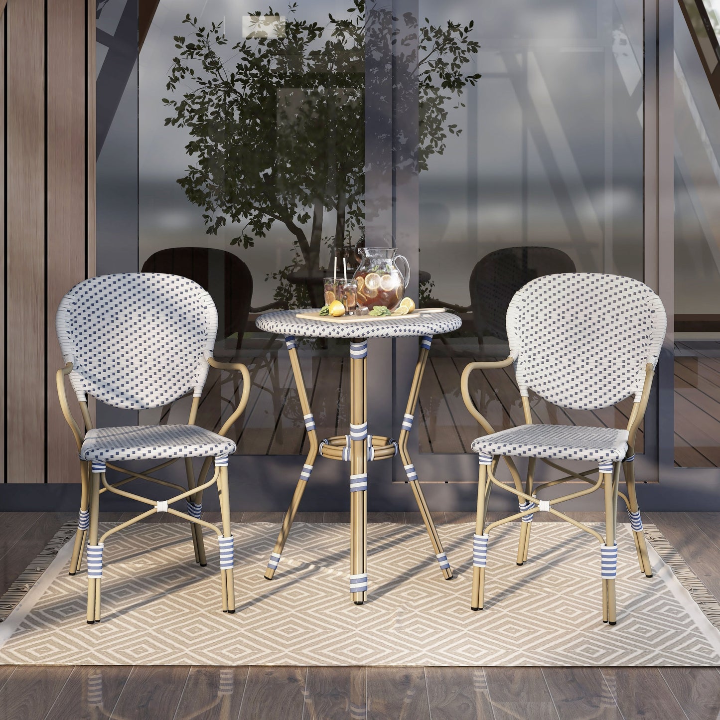 Ensemble bistrot d'extérieur en aluminium 3 pièces Courtnie French Country par Furniture of America