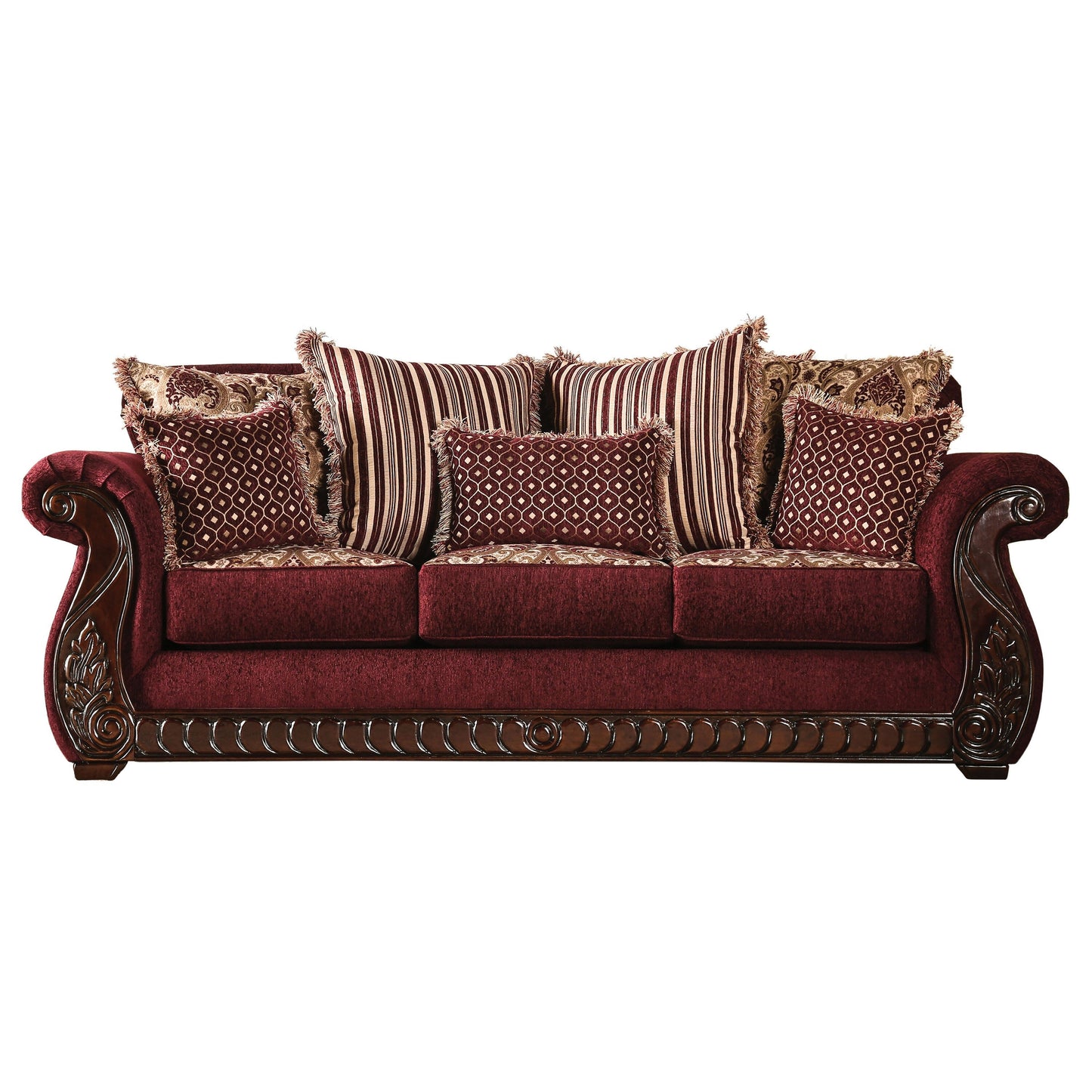 Canapé traditionnel Fova en tissu avec accoudoirs roulés par Furniture of America