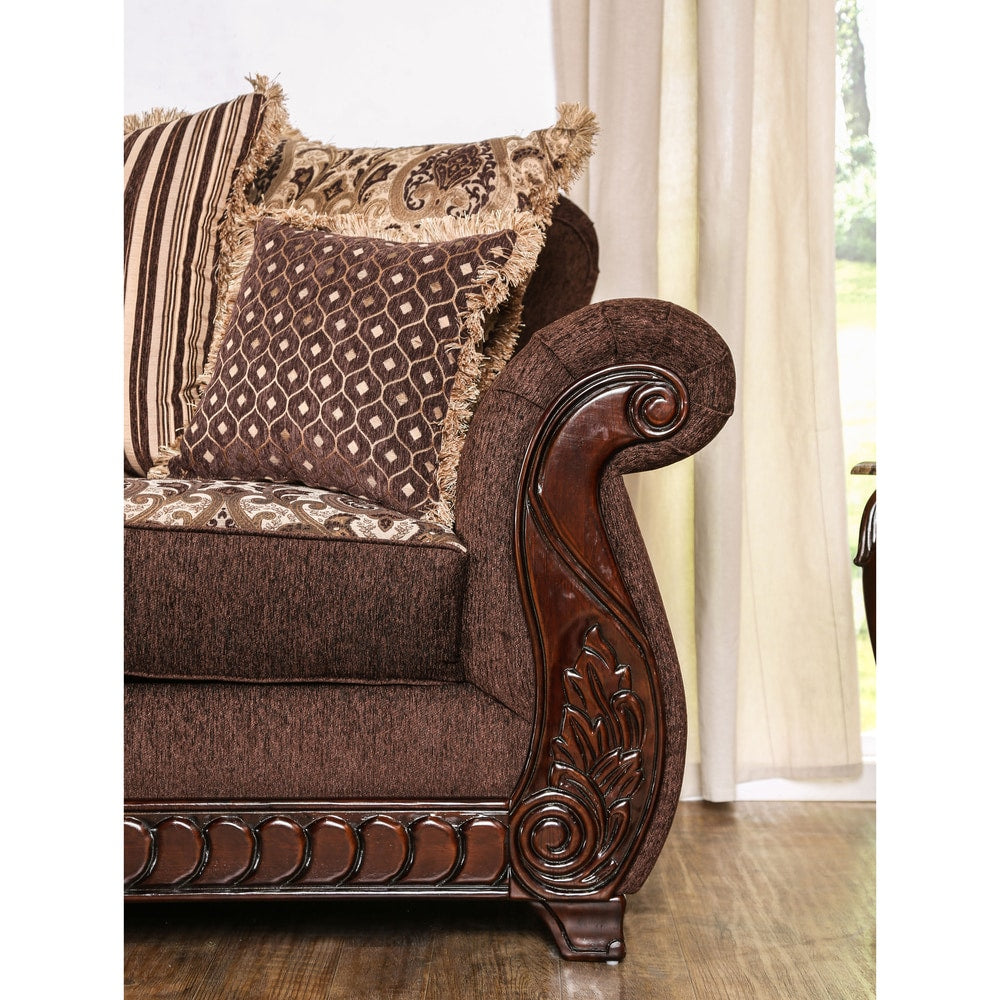 Canapé traditionnel Fova en tissu avec accoudoirs roulés par Furniture of America