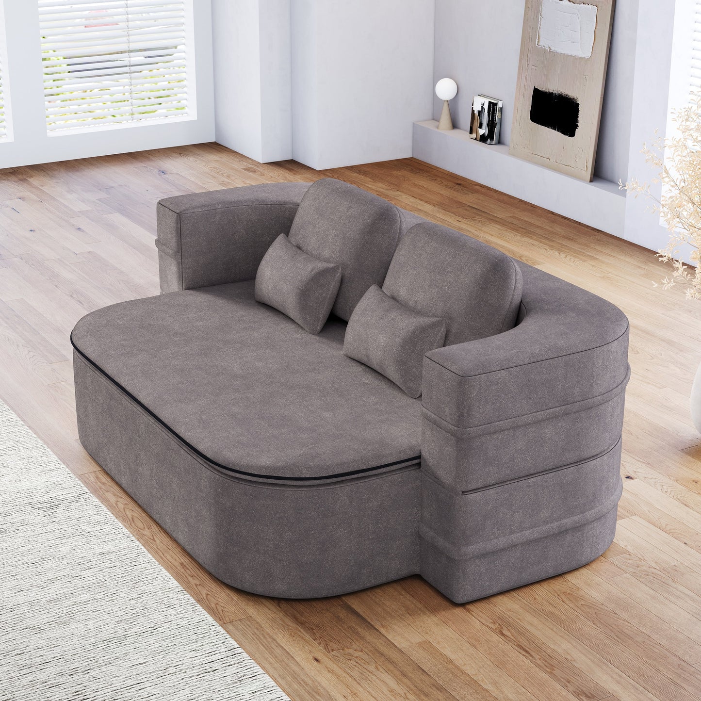 GDFStudio - Canapé-lit pliable Willoughby en chenille avec couverture multifonctionnelle
