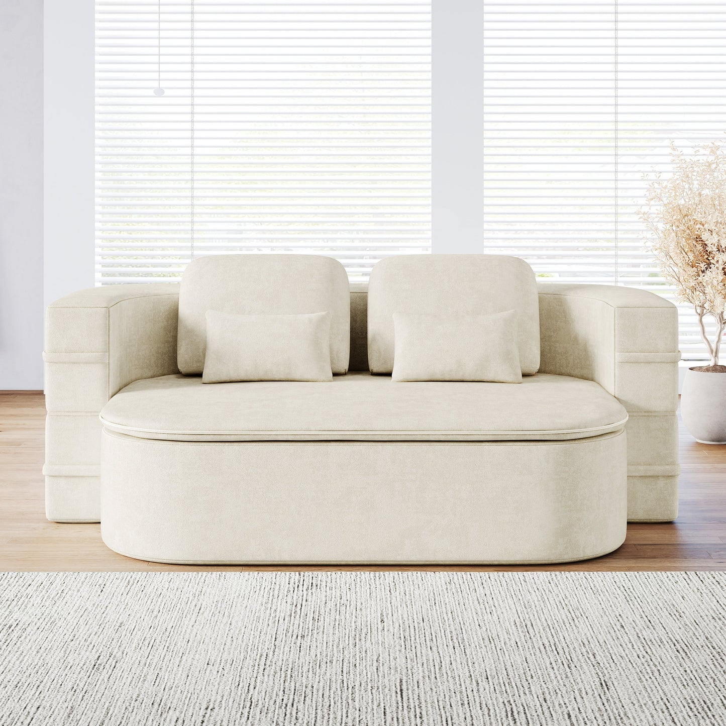 GDFStudio - Canapé-lit pliable Willoughby en chenille avec couverture multifonctionnelle