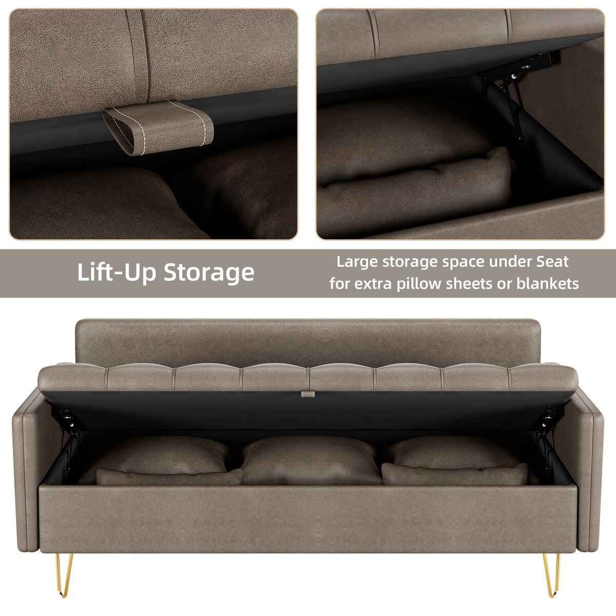 Canapé 3 places en cuir GIMMYFIVE avec coussin, canapé de salon